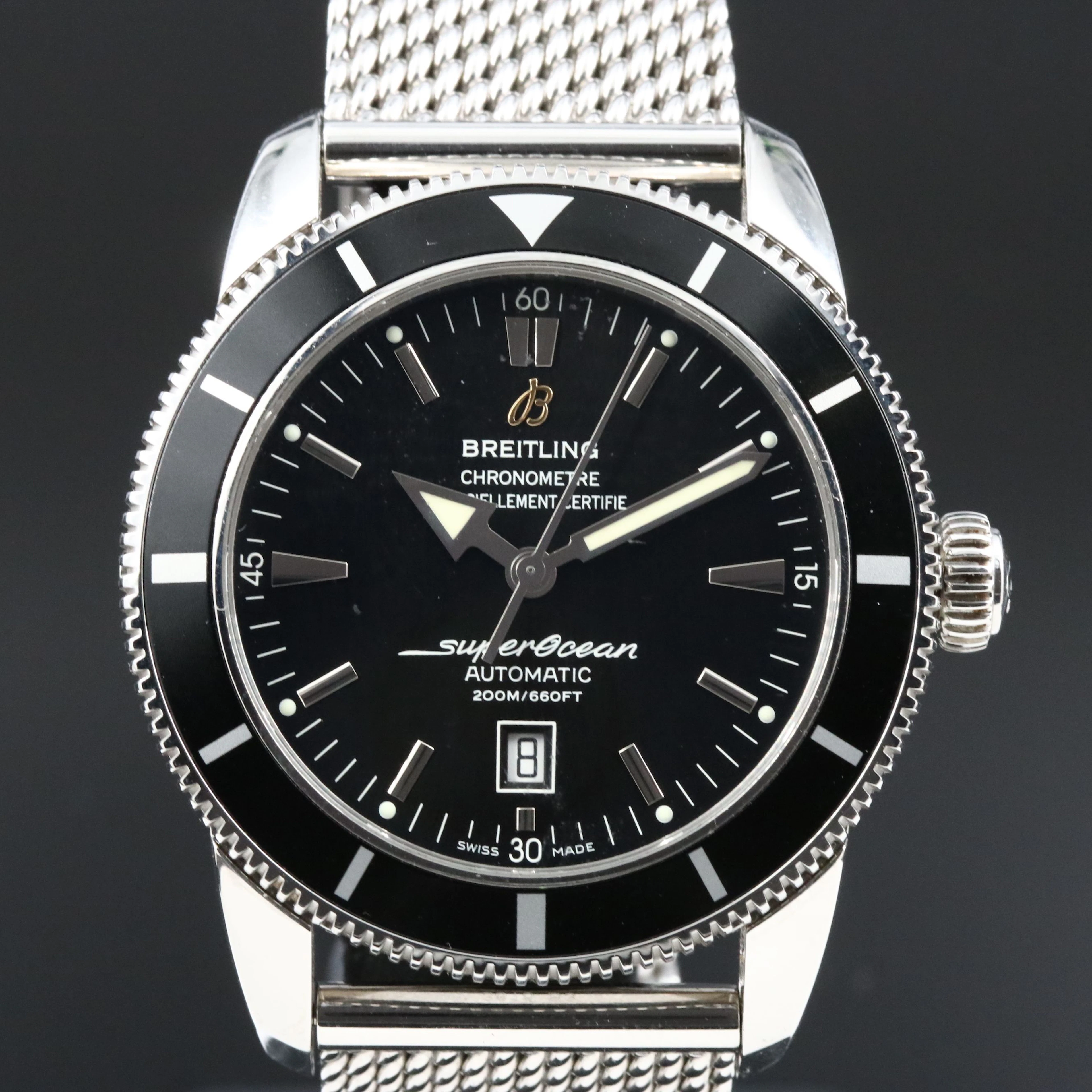 2016 Breitling Superocean Heritage 46mm Black Dial Date Watch