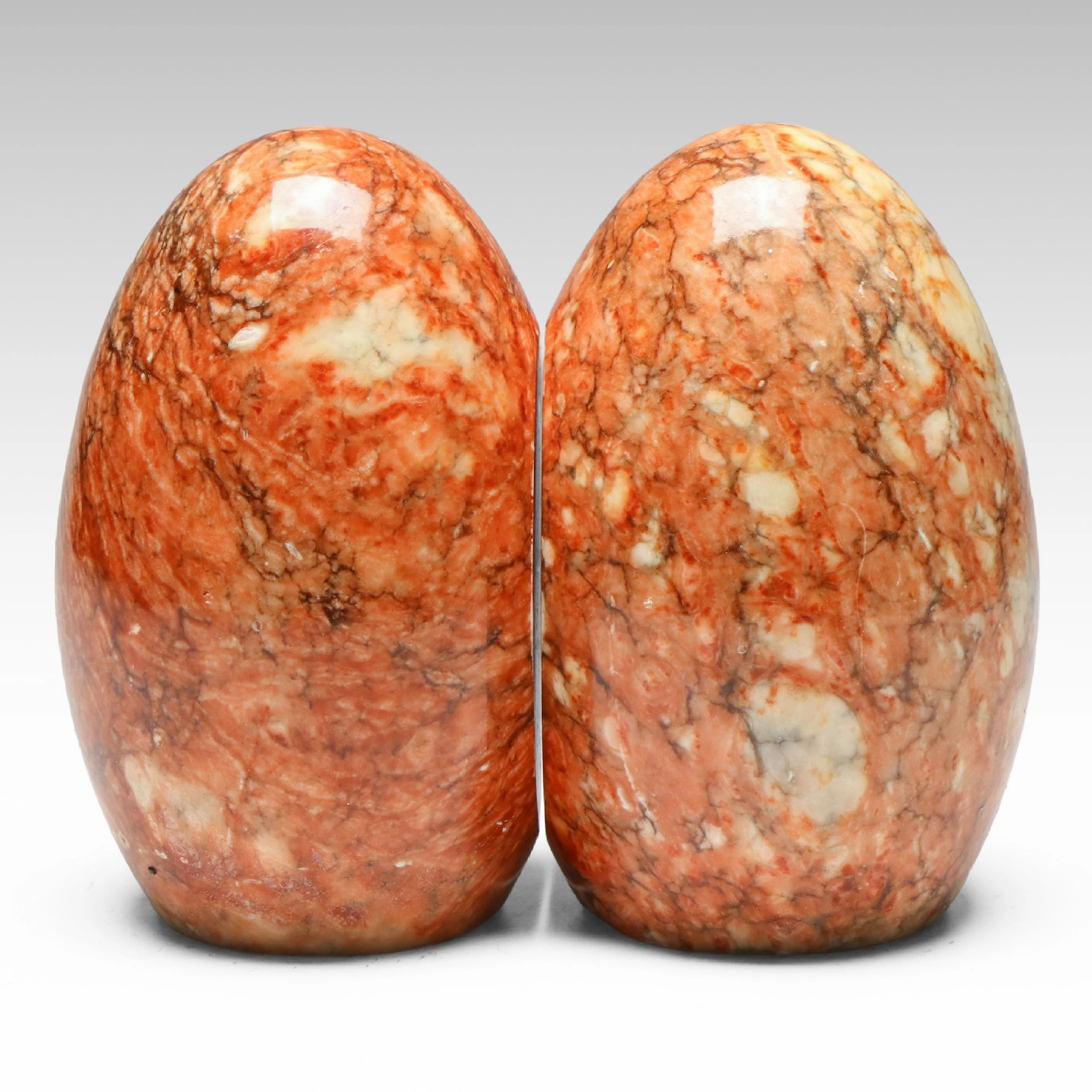 Pair of Dyed Alabaster Egg Bookends