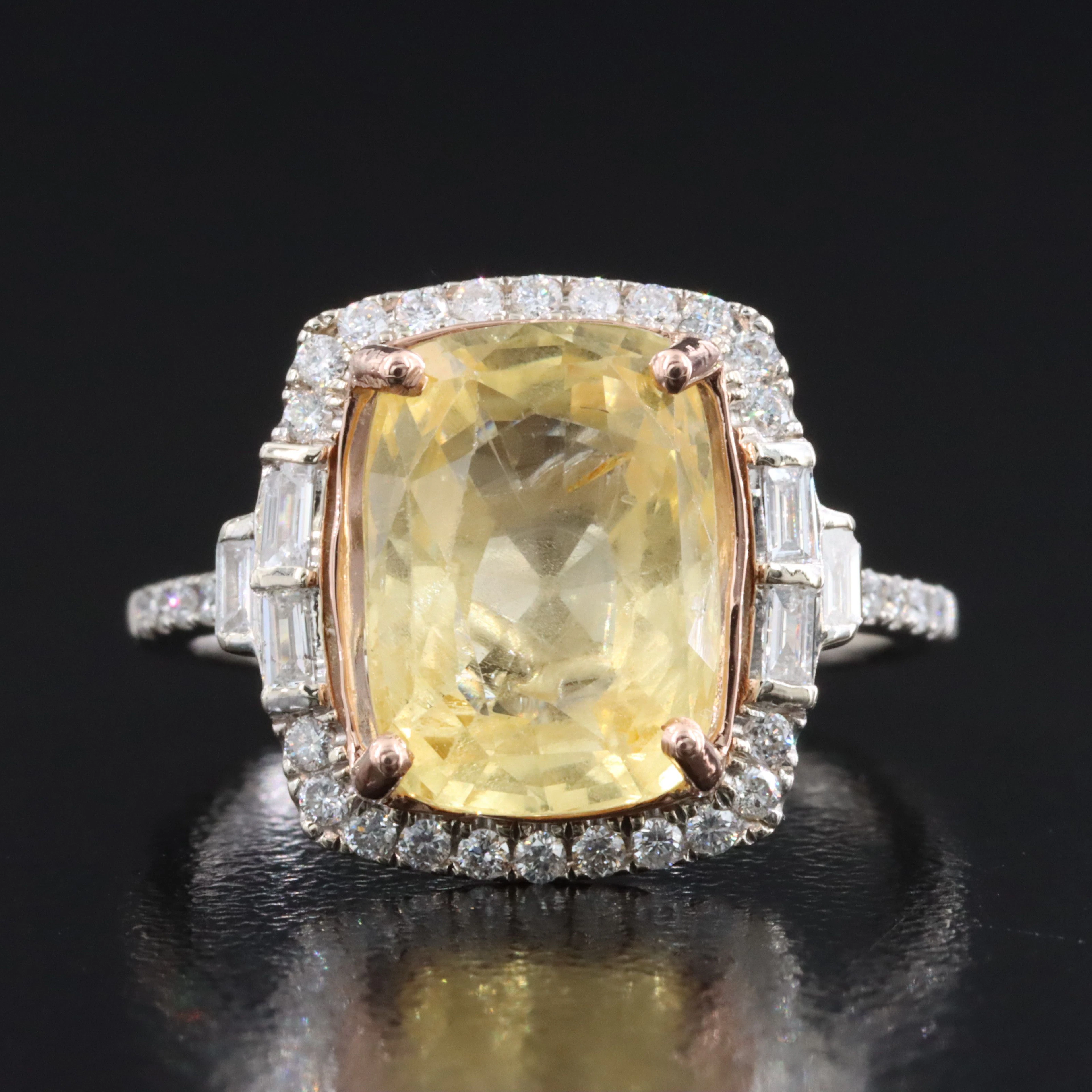 EFFY 14K 5.07 CT Sapphire & Diamond Ring with Rose Gold Accent and GIA Report