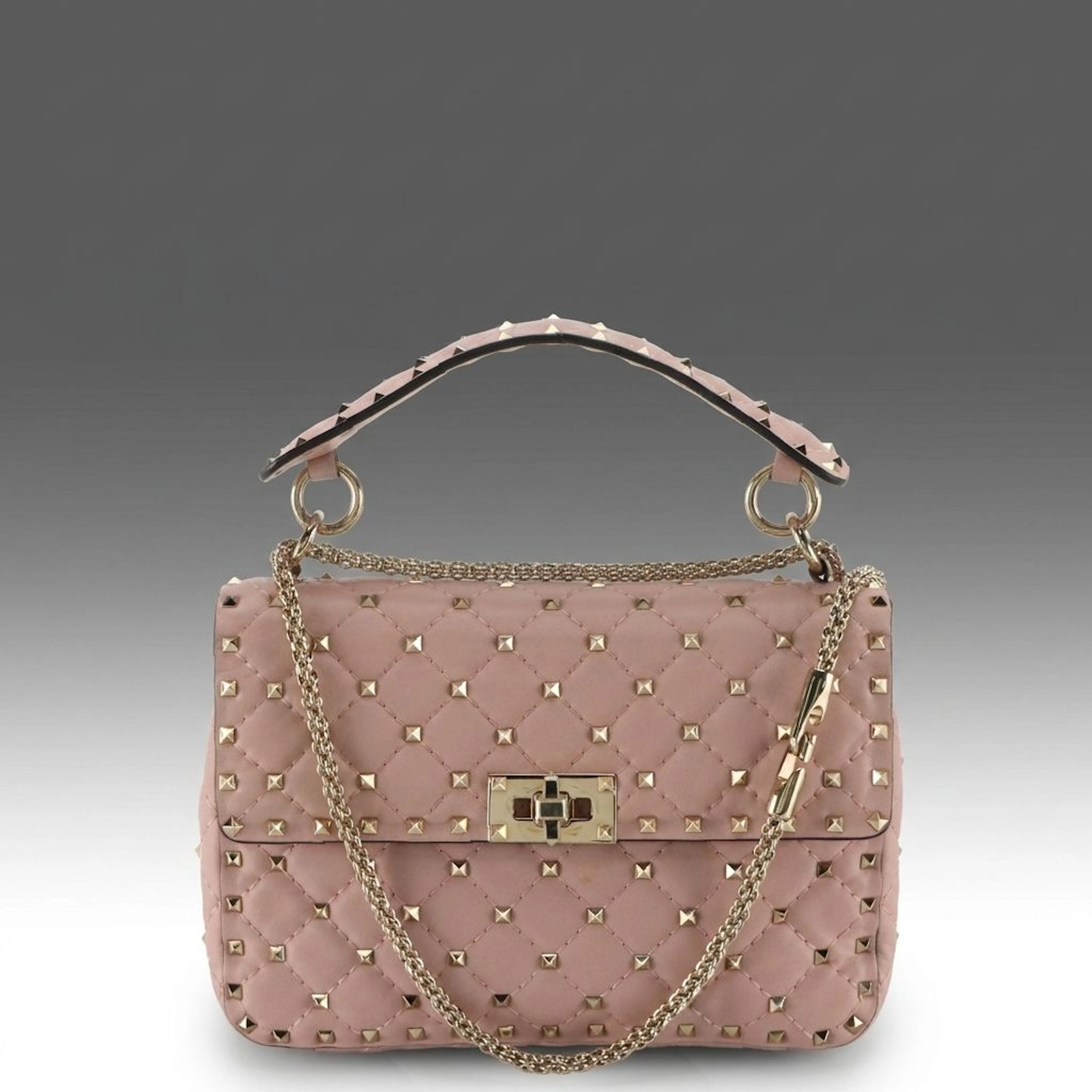 Valentino Garavani Rockstud Spike Two-Way Bag in Diamond Stitch Calfskin