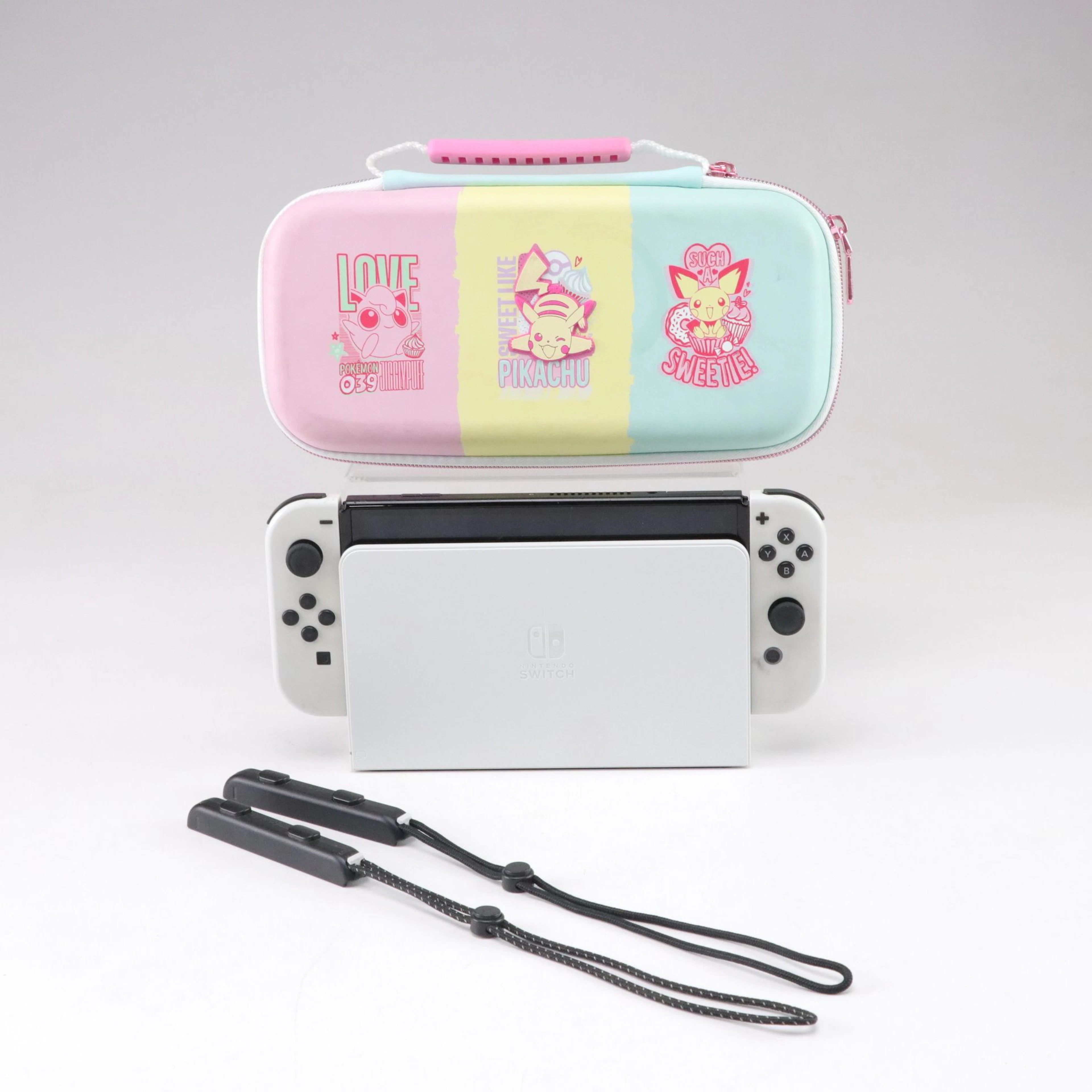 Nintendo Switch OLED in White with Pokemon Case & "Hello Kitty Island