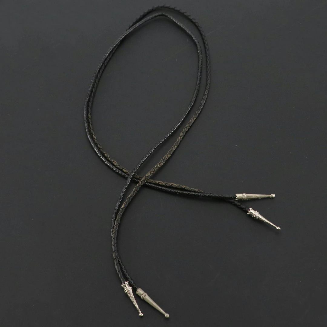 Southwestern Style Braided Leather Bolo Tie Cords with Metal Aglets