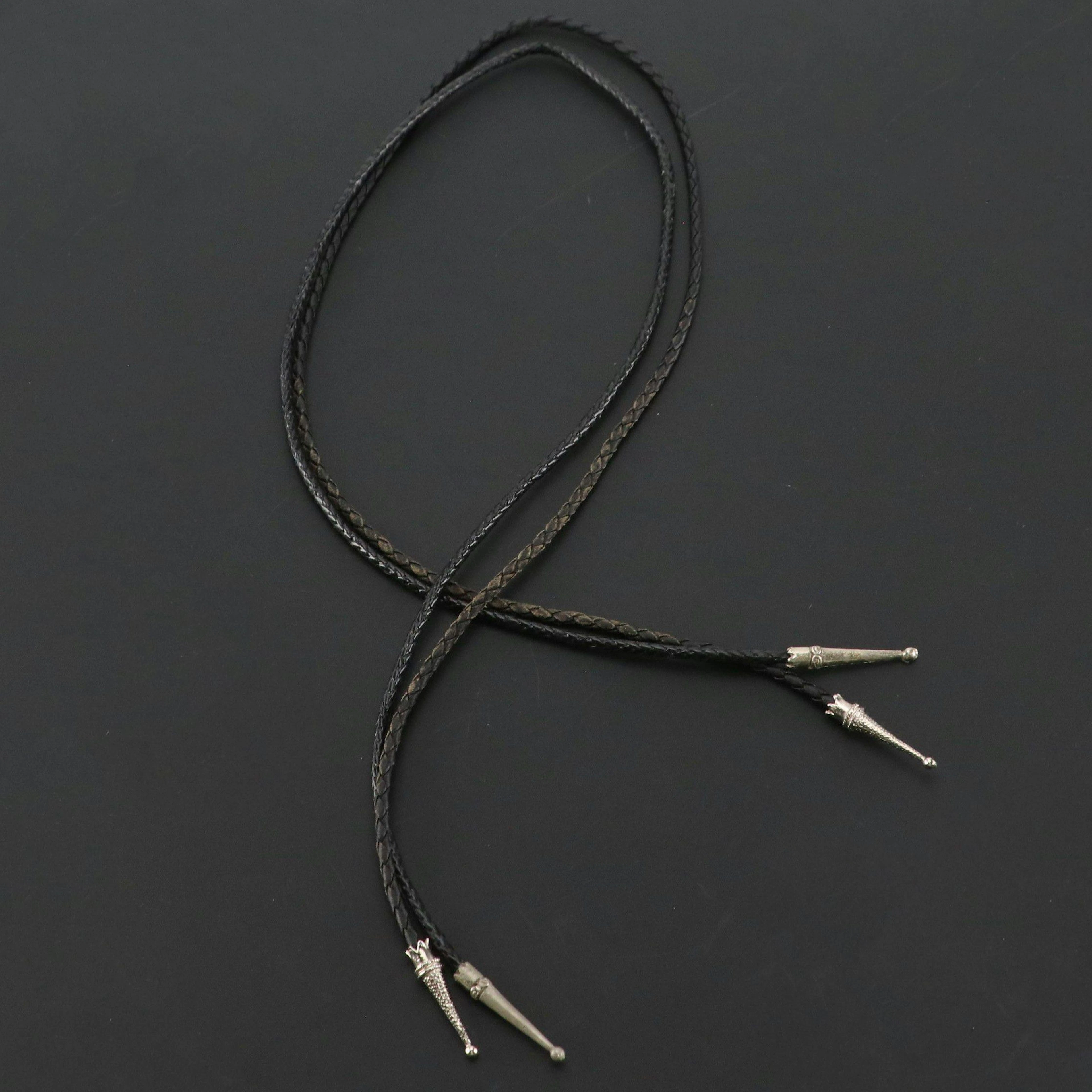 Southwestern Style Braided Leather Bolo Tie Cords with Metal Aglets