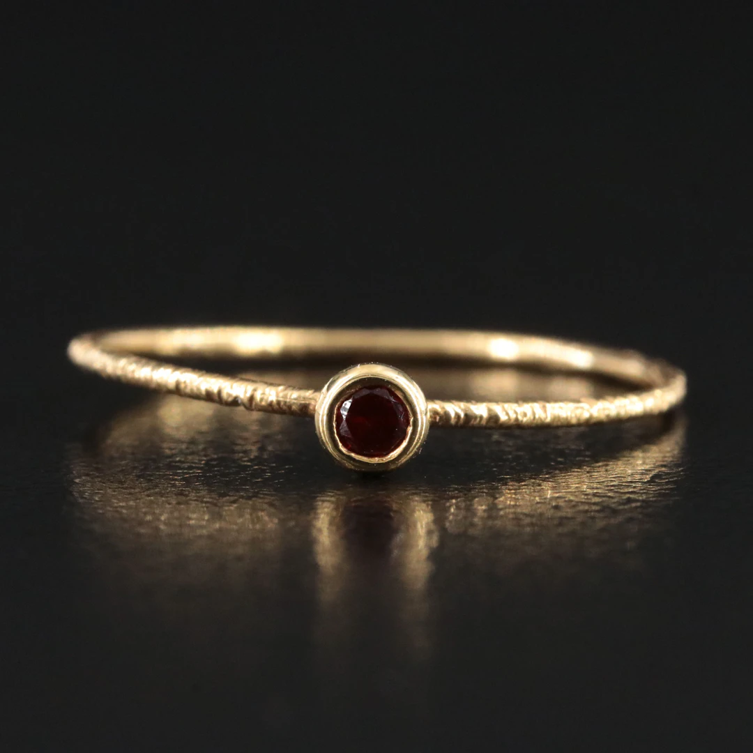14K Garnet Solitaire Wire Ring