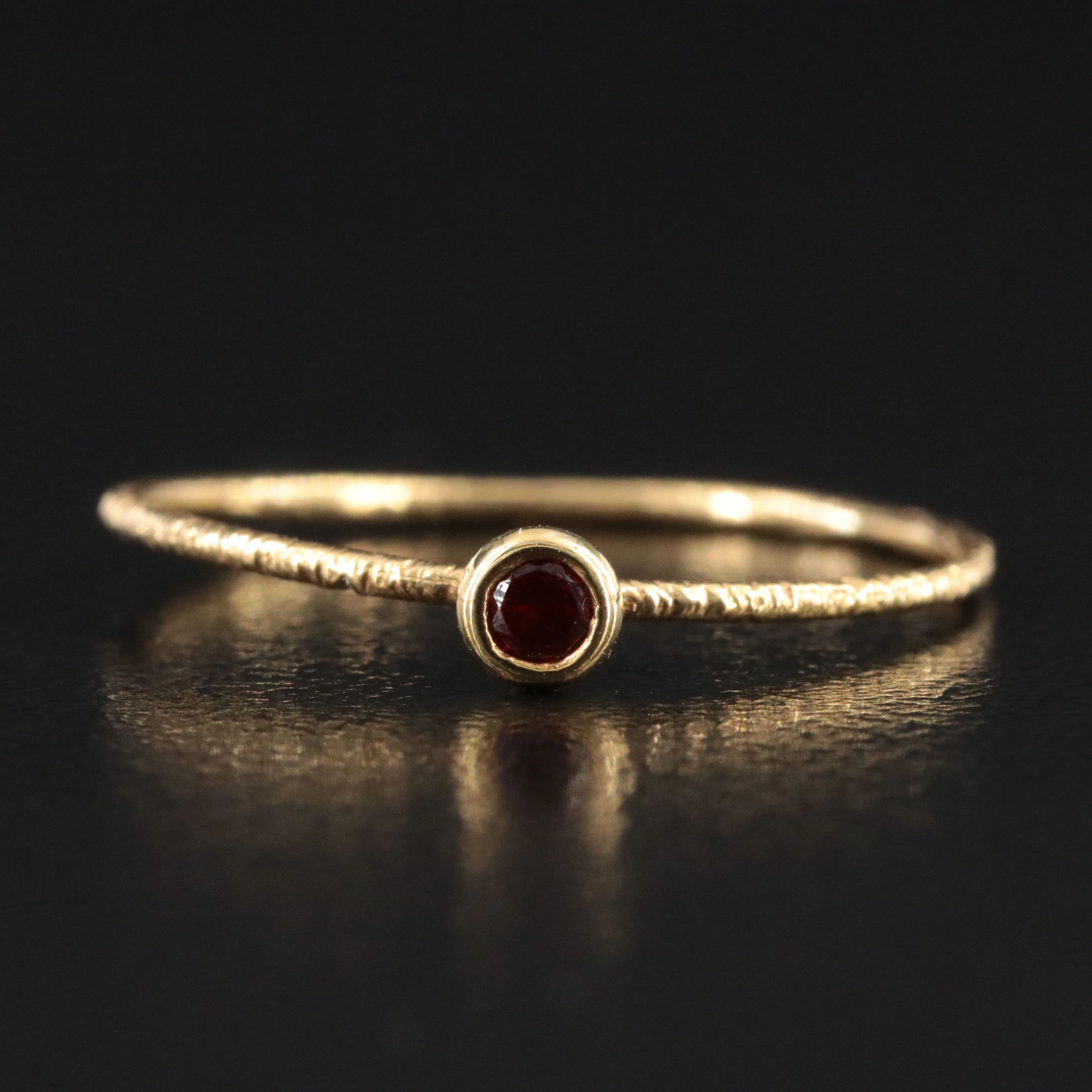 14K Garnet Solitaire Wire Ring