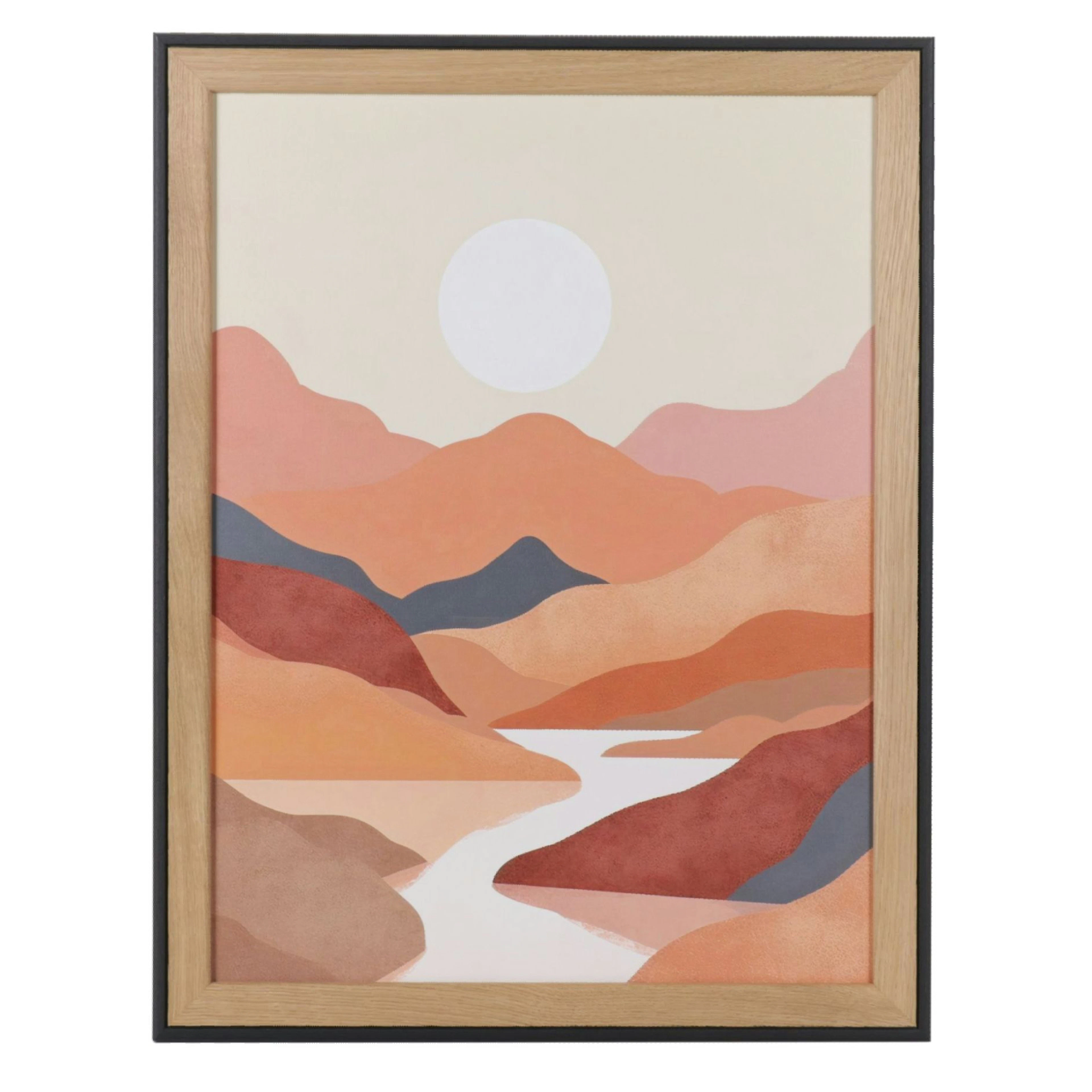 Abstract Geometric Valley Landscape Print "Boho White Sun I"