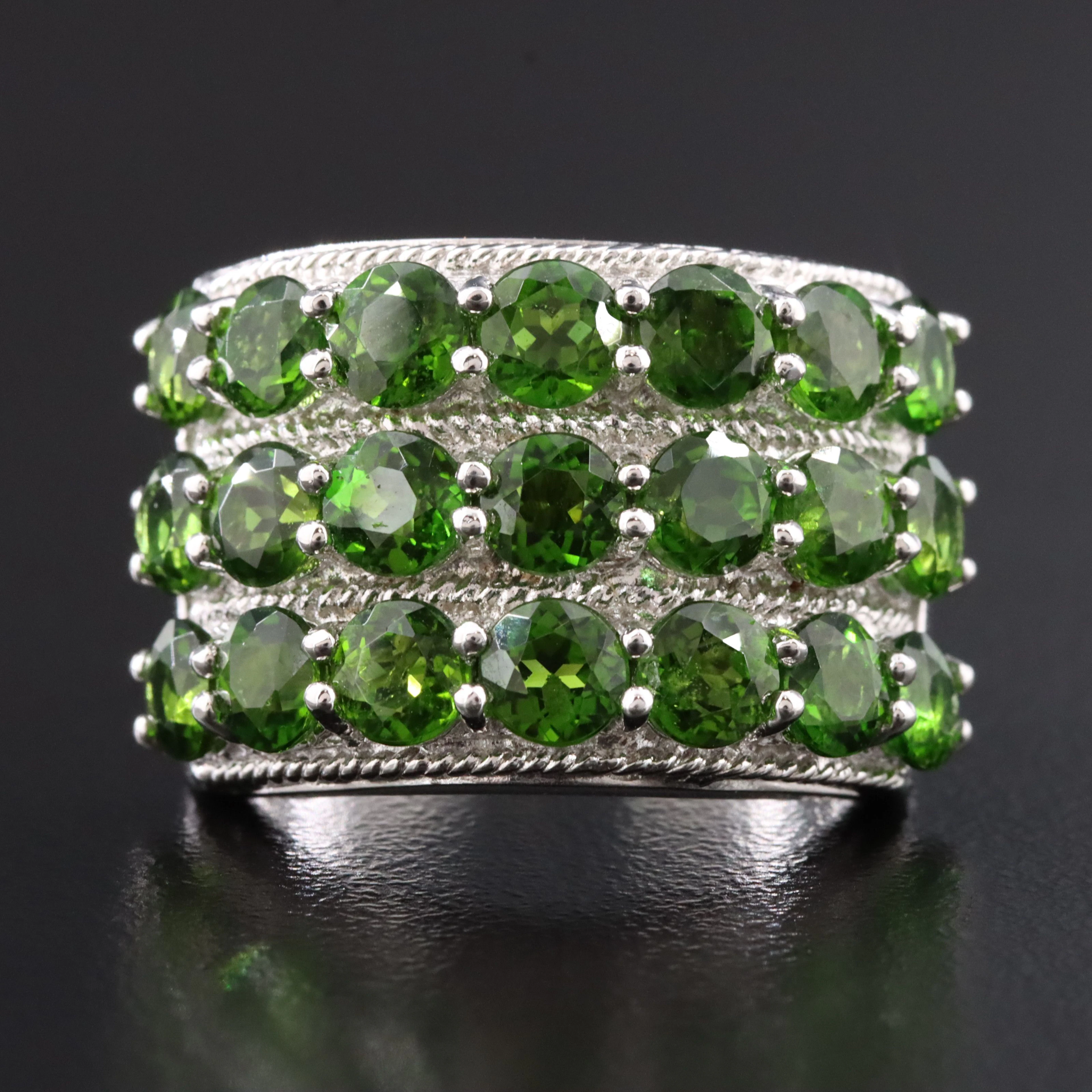 Sterling Chrome Diopside Ring