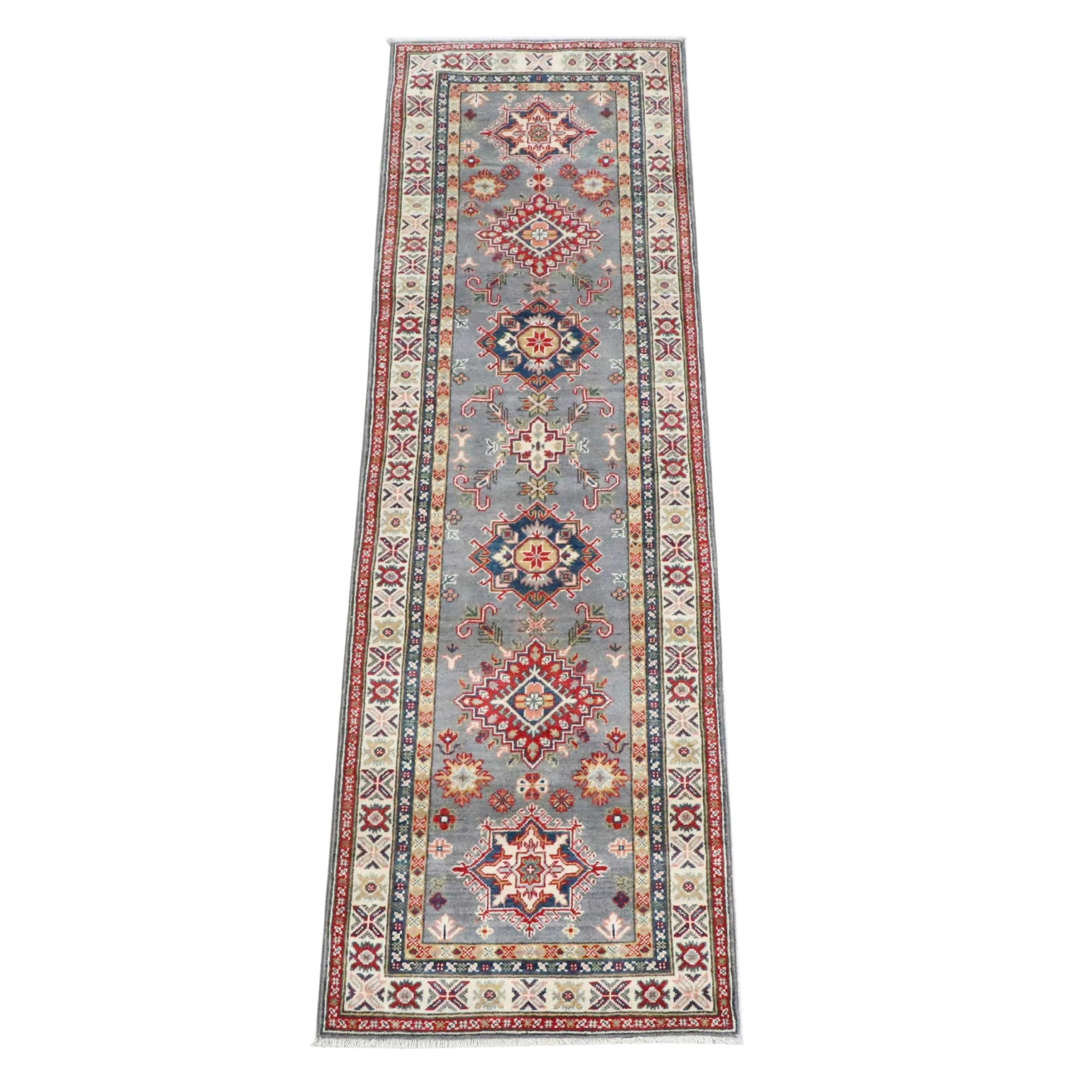 2'9 x 9'6 Hand-Knotted Afghan Kazak Carpet Runner