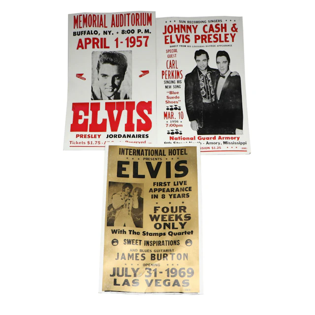 Elvis Presley and Johnny Cash Concert Posters, Mid-20th Century