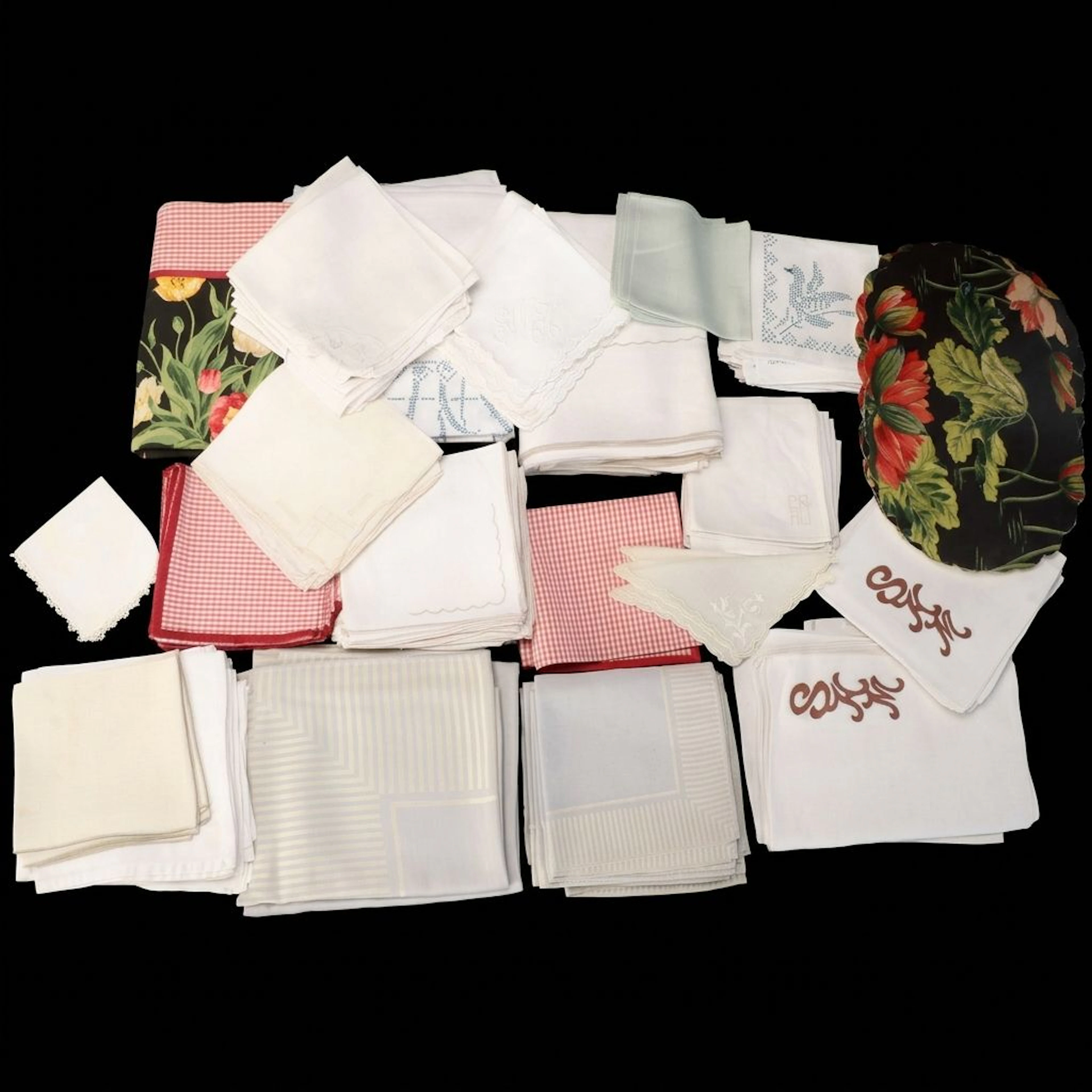 Red Checkered, Floral, Monogrammed and Other Napkins, Tablecloths and Placemats