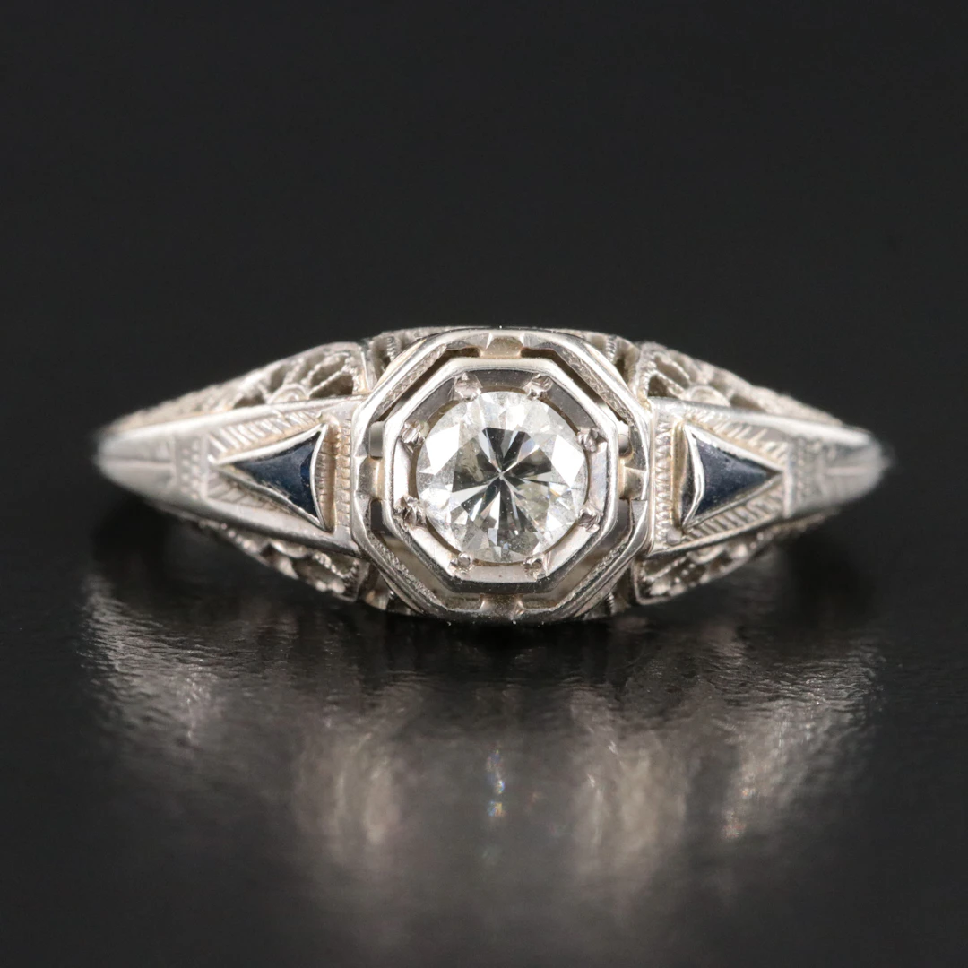 Art Deco 18K 0.25 CT Diamond Ring