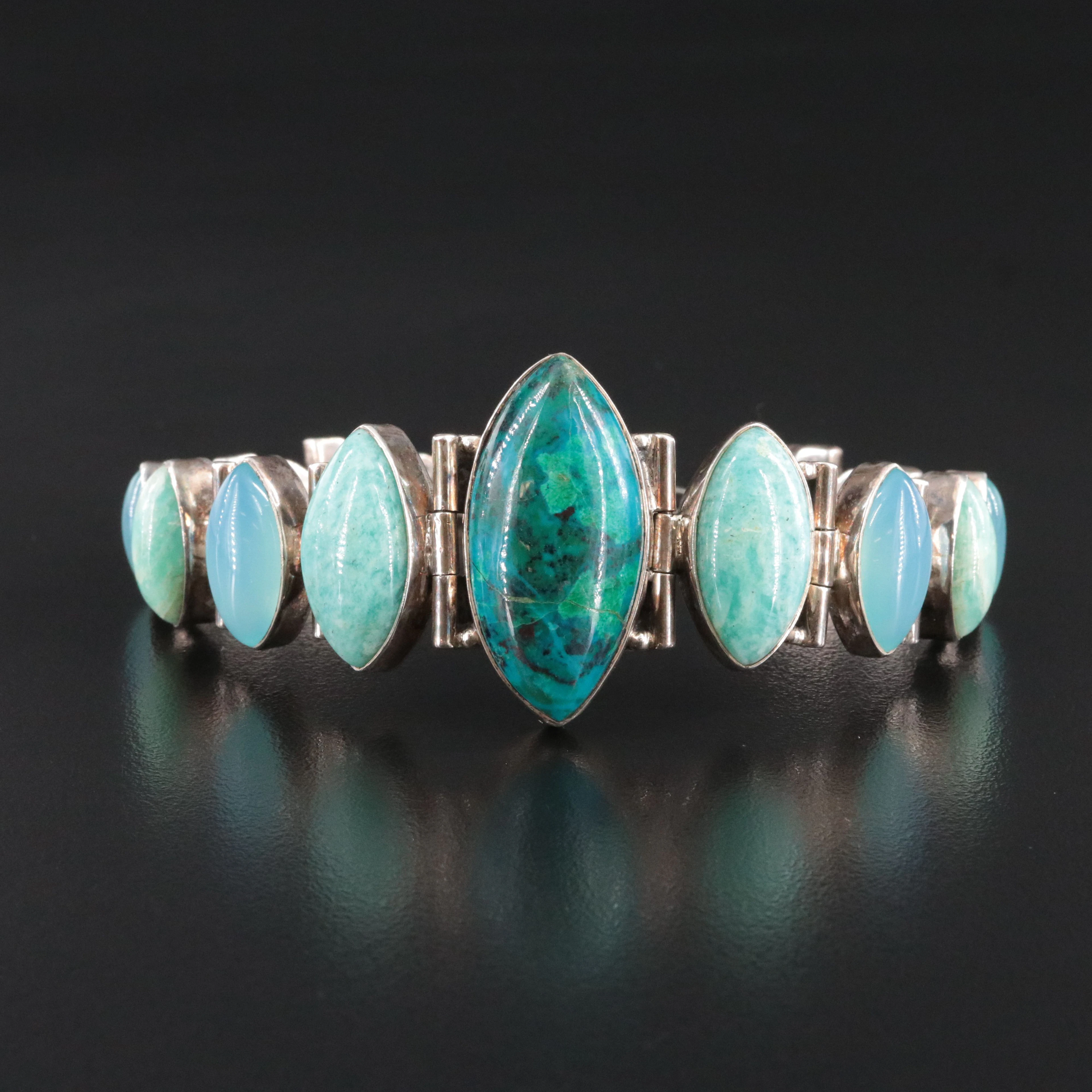 Nicky Butler Sterling Chrysocolla, Amazonite and Moonstone Bracelet