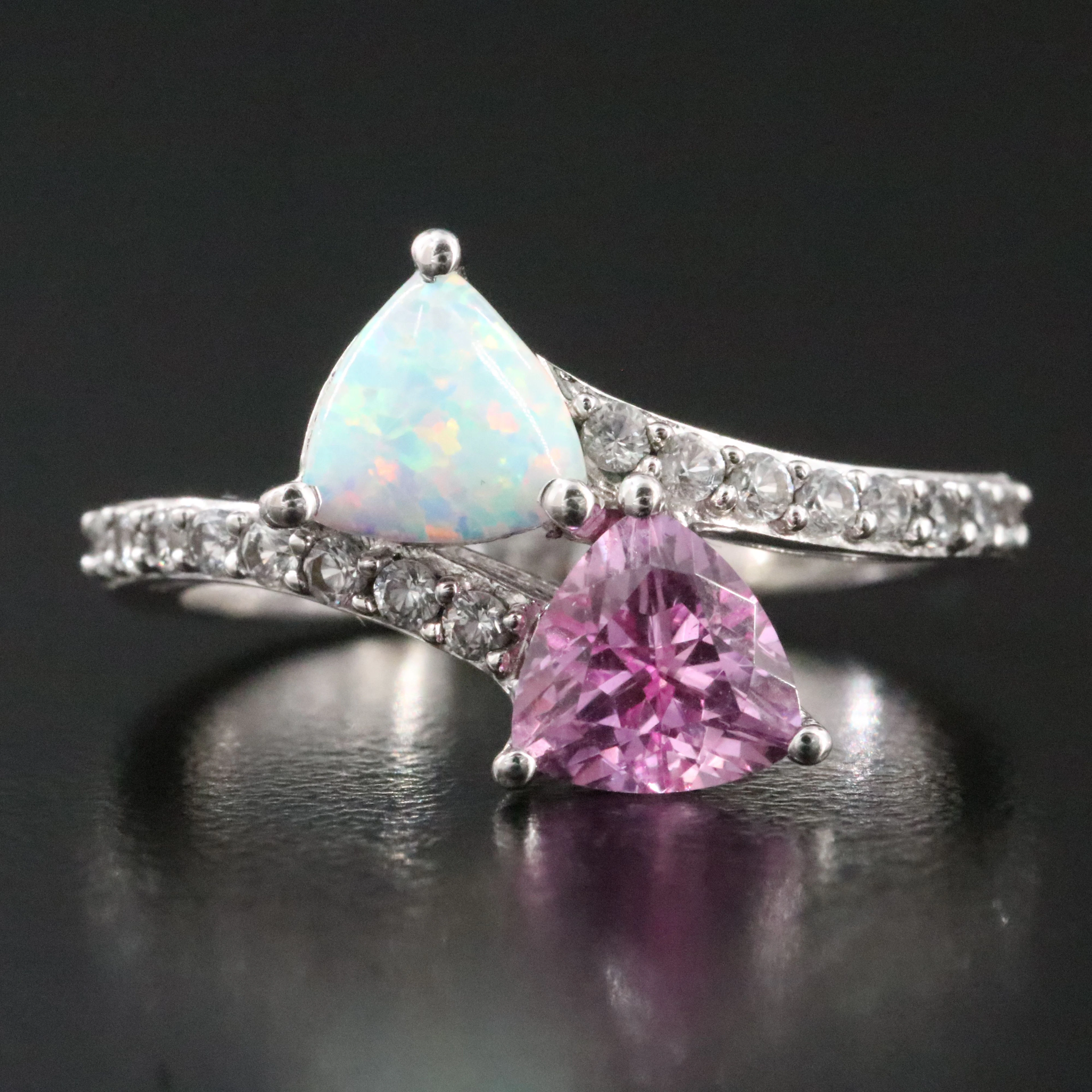 Sterling Sapphire and Opal Ring