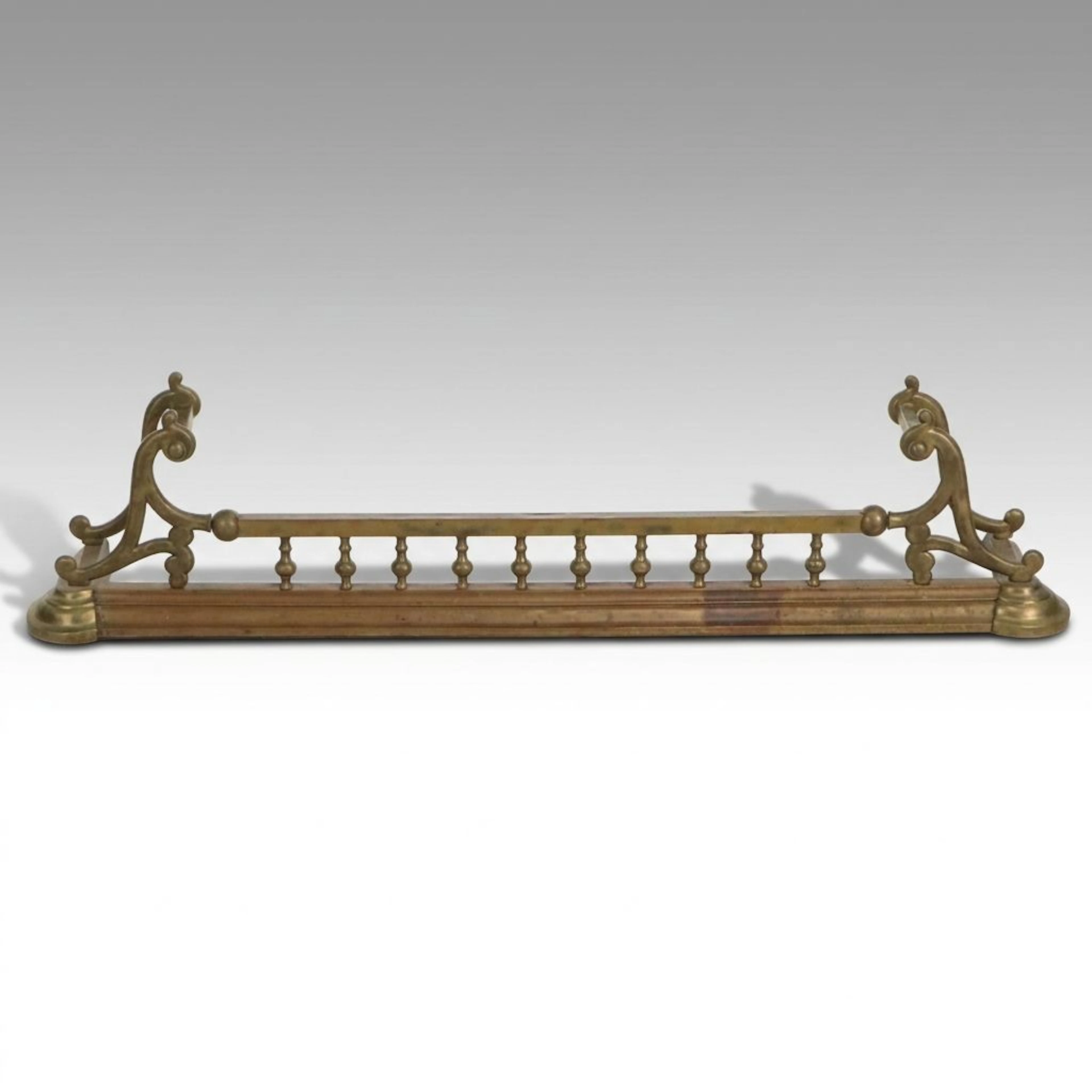 Antique Scrolled Brass Fireplace Fender