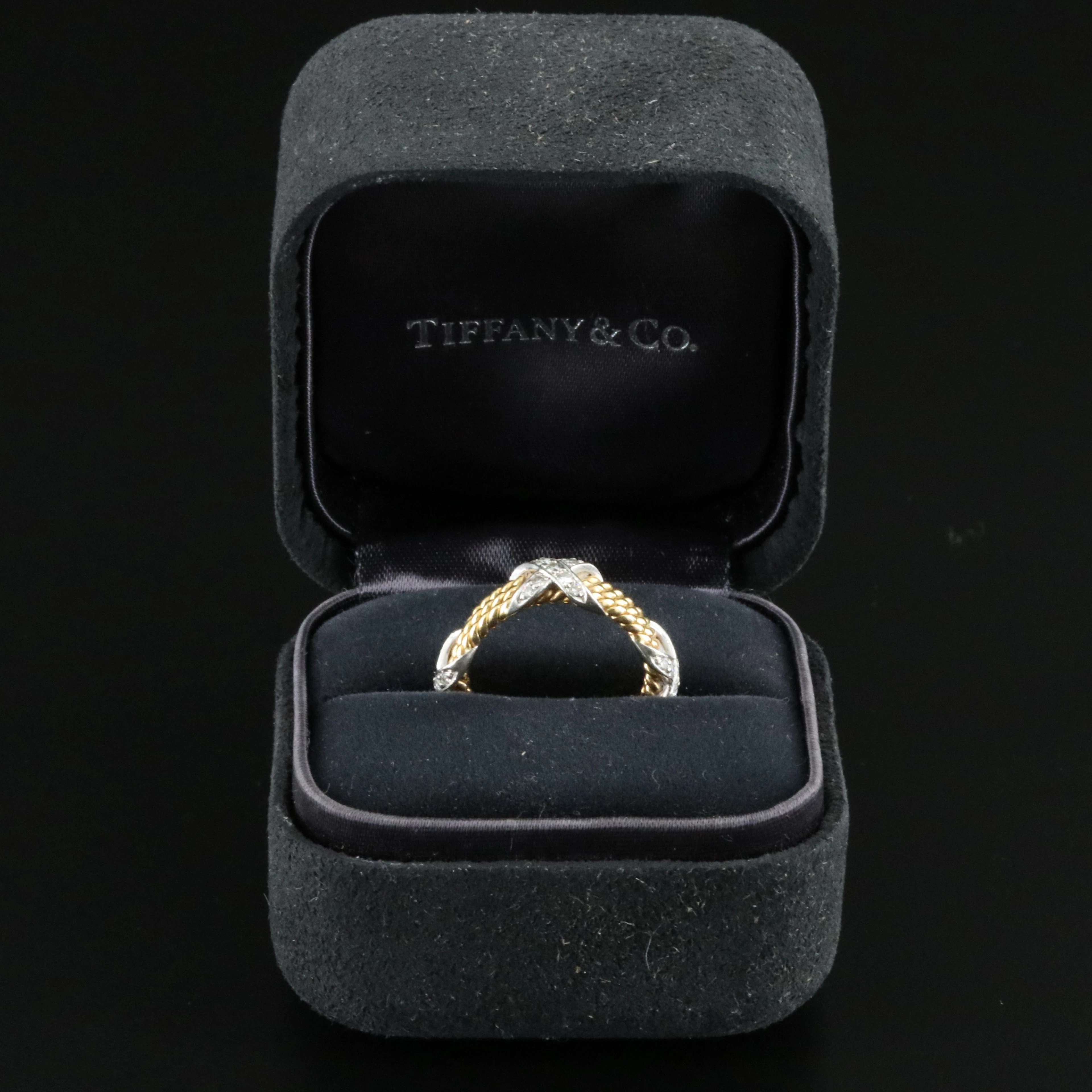 Jean Schlumberger for Tiffany & Co. 18K 0.44 CTW Diamond Platinum X Rope Ring