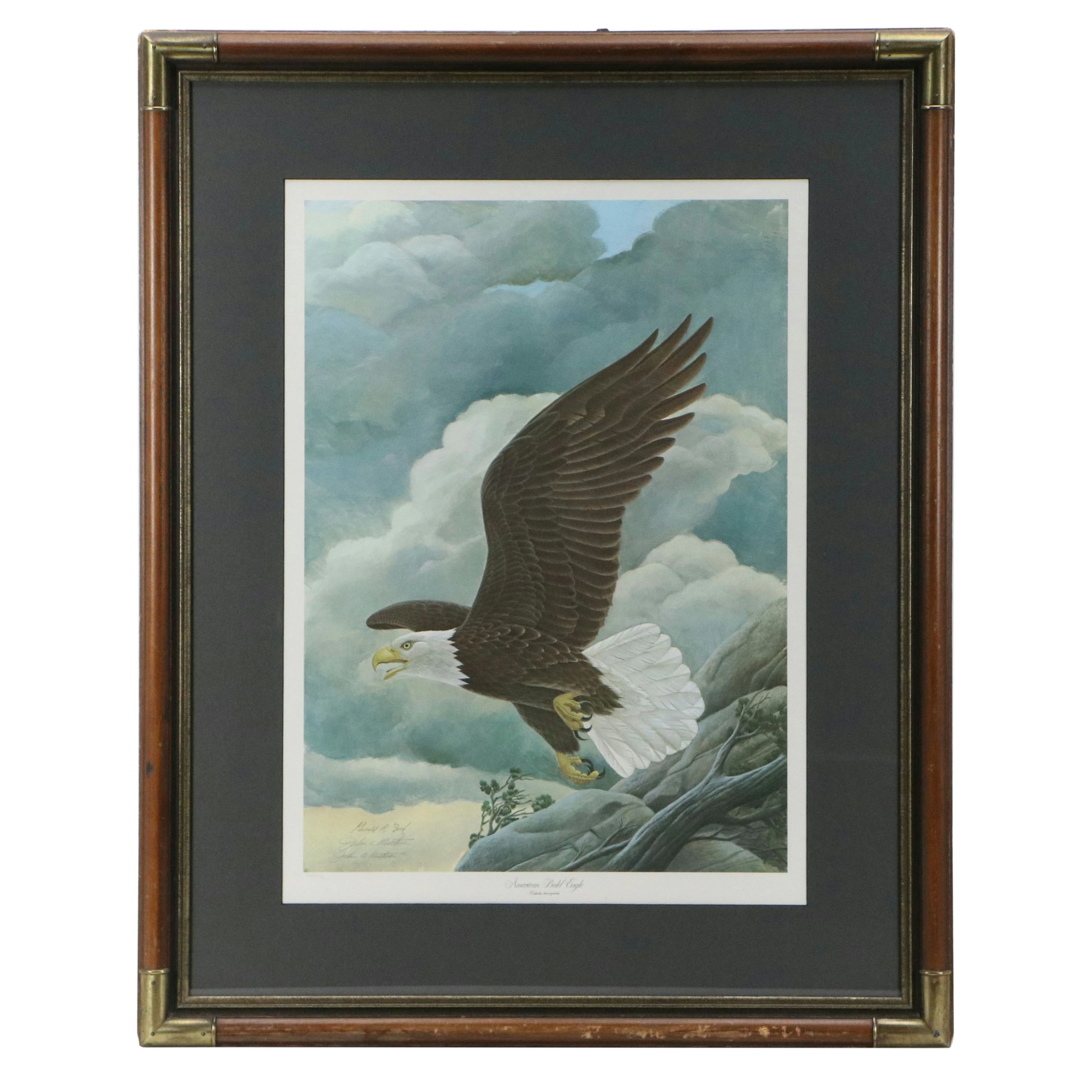 John A. Ruthven Offset Lithograph Signed by Gerald Ford "American Bald Eagle"