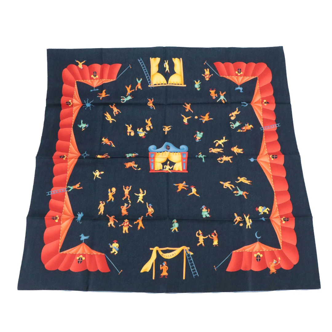BVLGARI "Girotondo Di Marionette" Silk Twill Scarf in Packaging