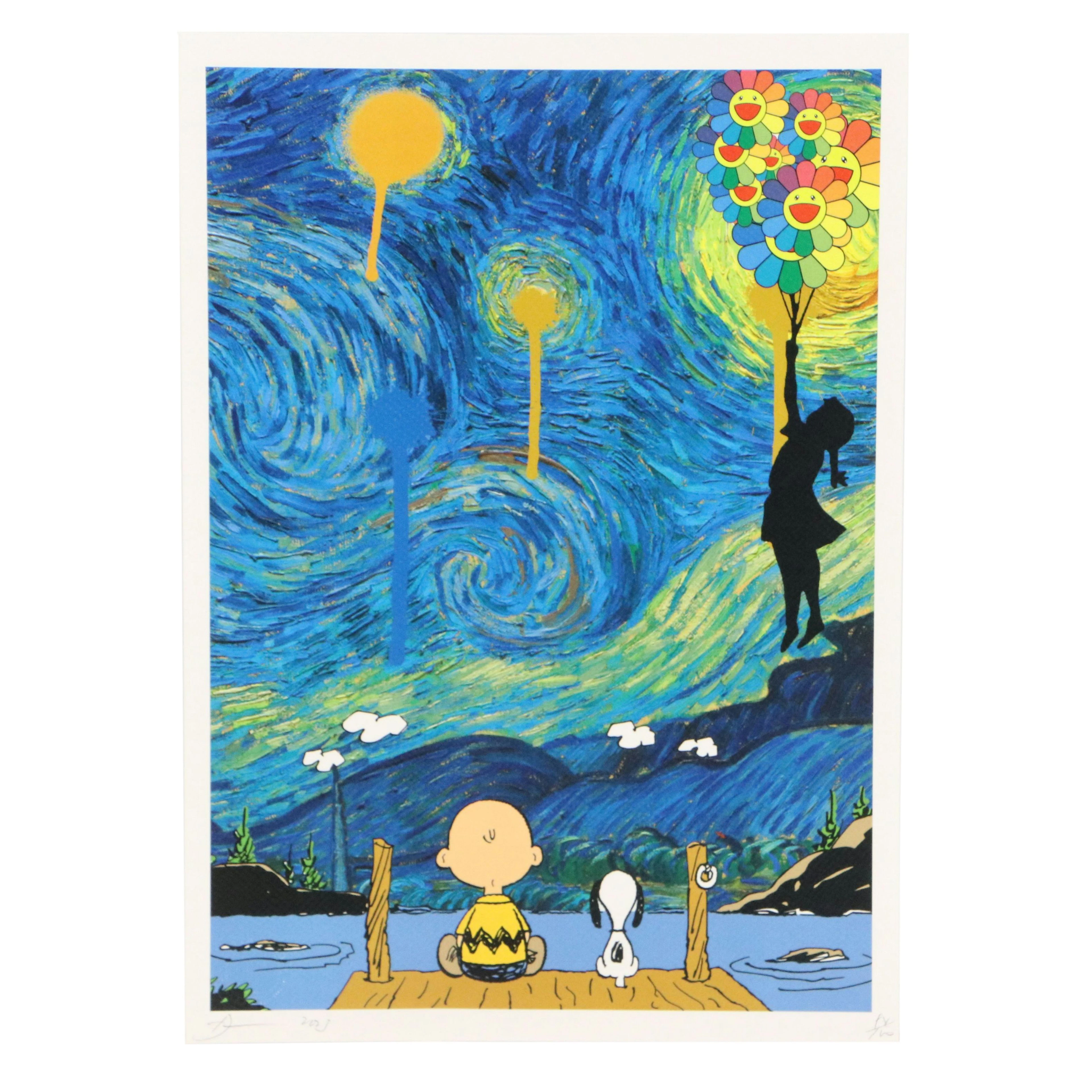 Death NYC Pop Art Graphic Print Homage to Charlie Brown x Van Gogh