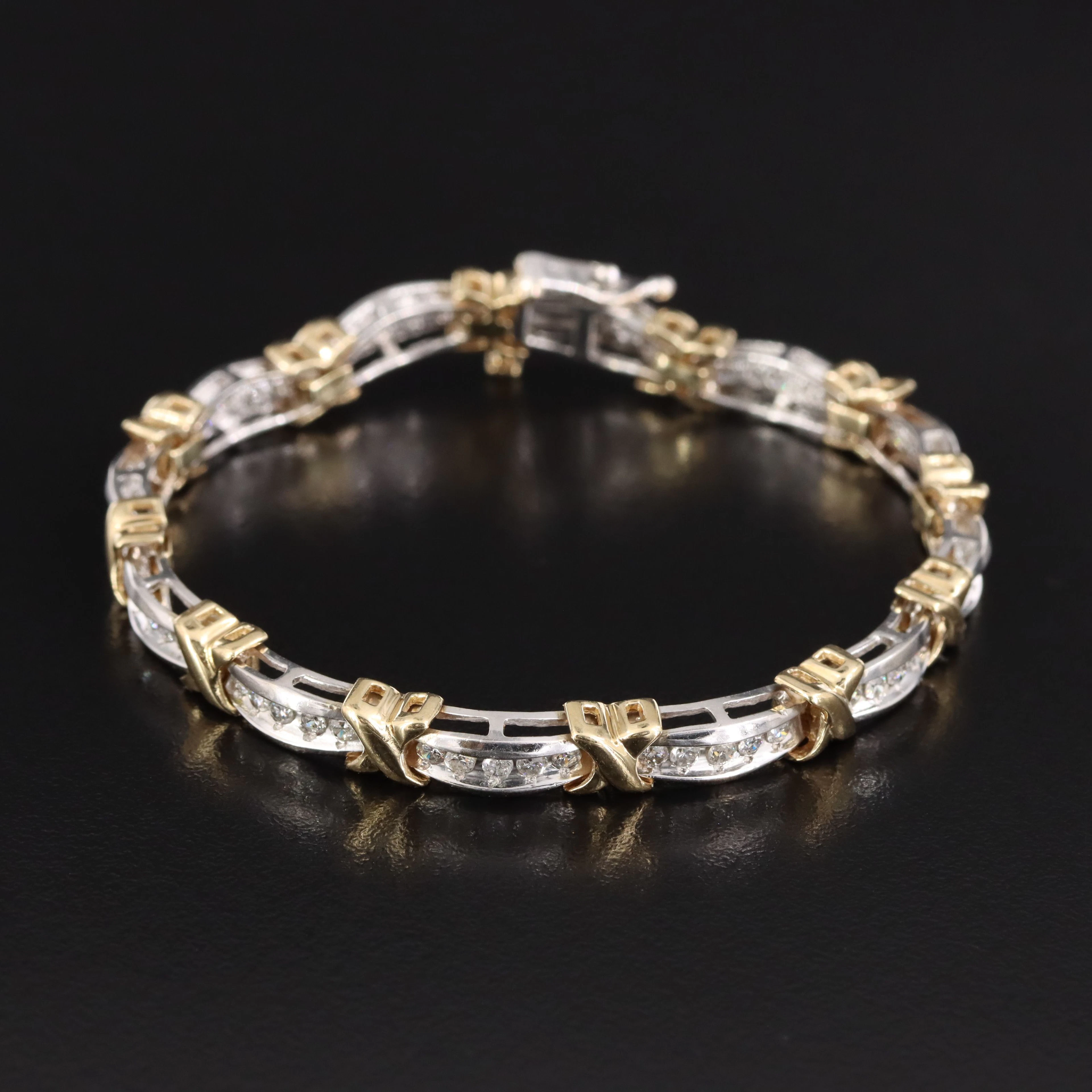 10K 1.50 CTW Diamond Two Tone Bracelet