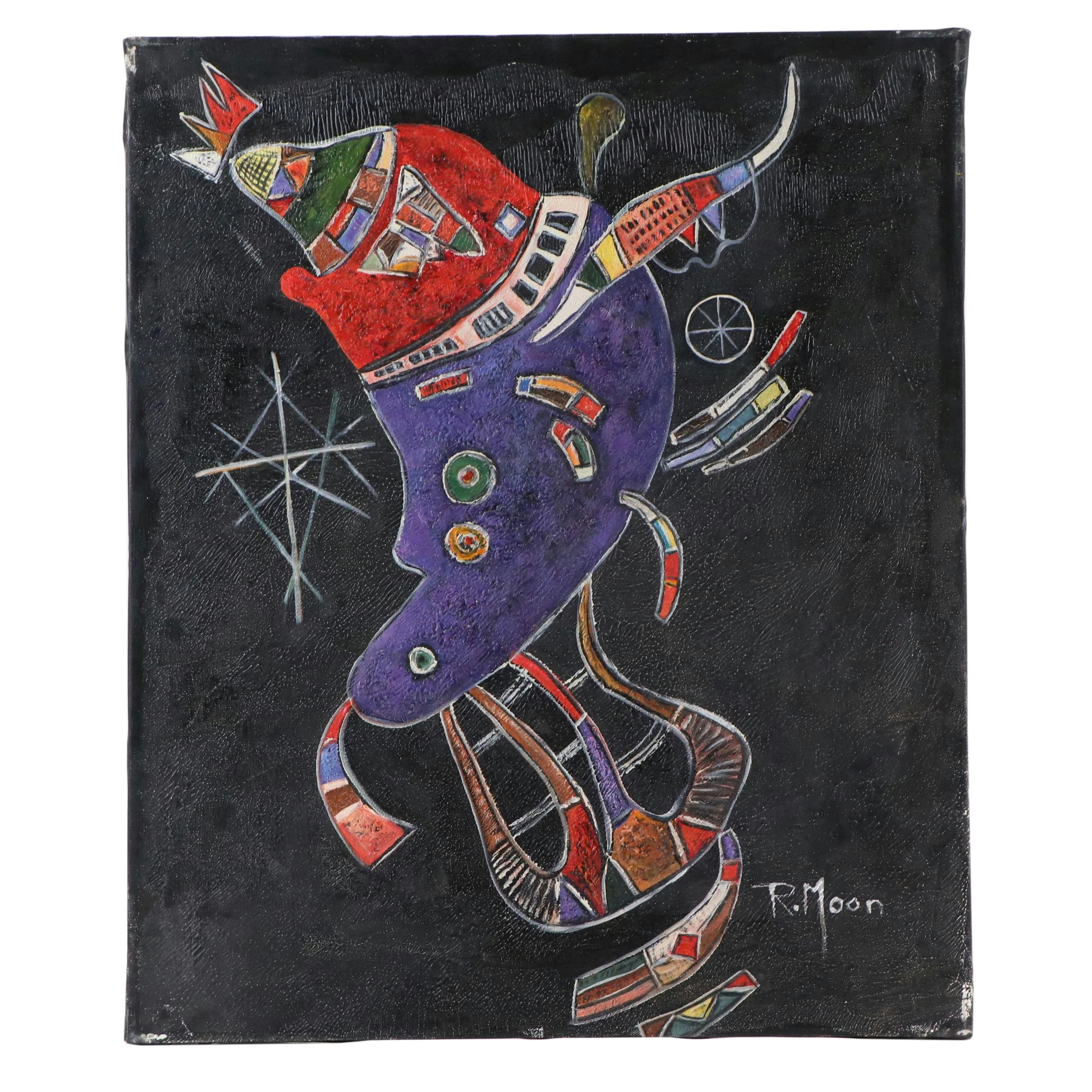 After Wassily Kandinsky Oil Master Copy of "The Arrow," 21st Century