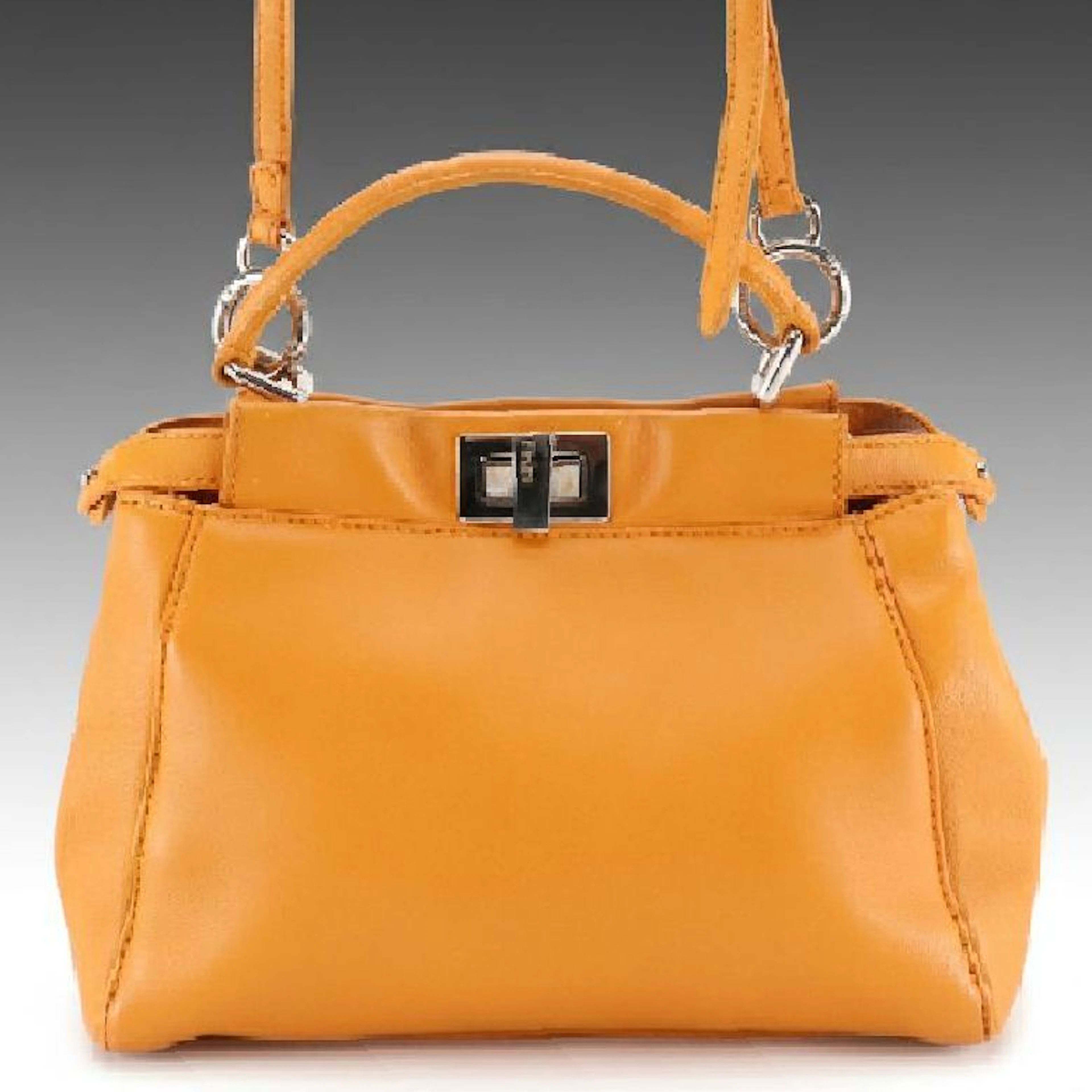Fendi Small Peekaboo ISeeU Two-Way Bag in Brown Calfskin Leather