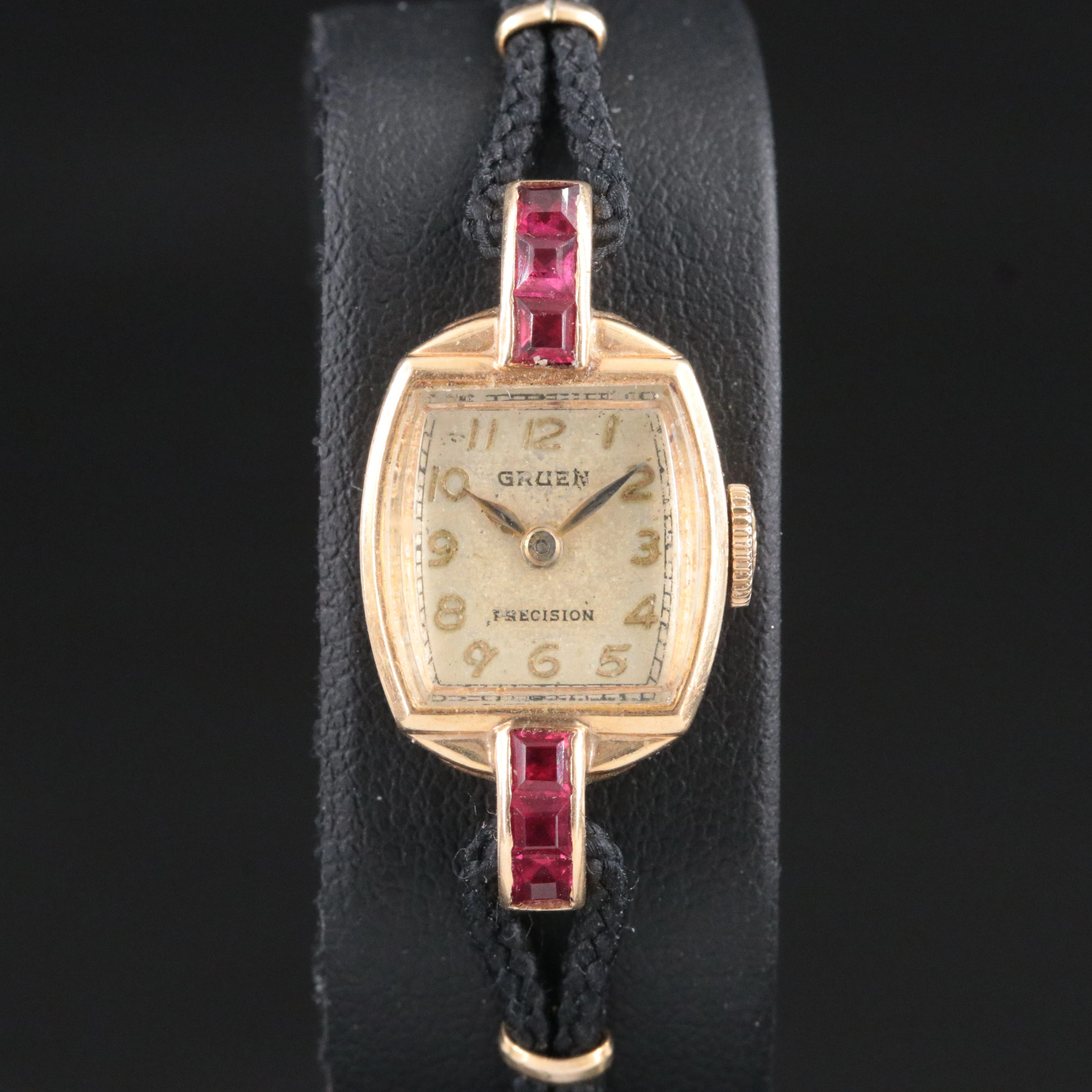 14K Vintage Gruen Precision Ruby Accented Manual Wind Watch