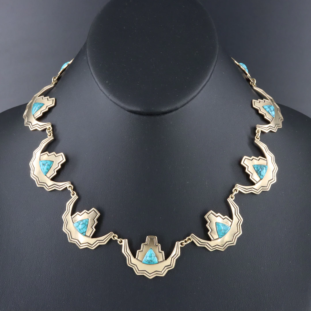 Harvey Begay, Navajo Diné 14K Turquoise Necklace