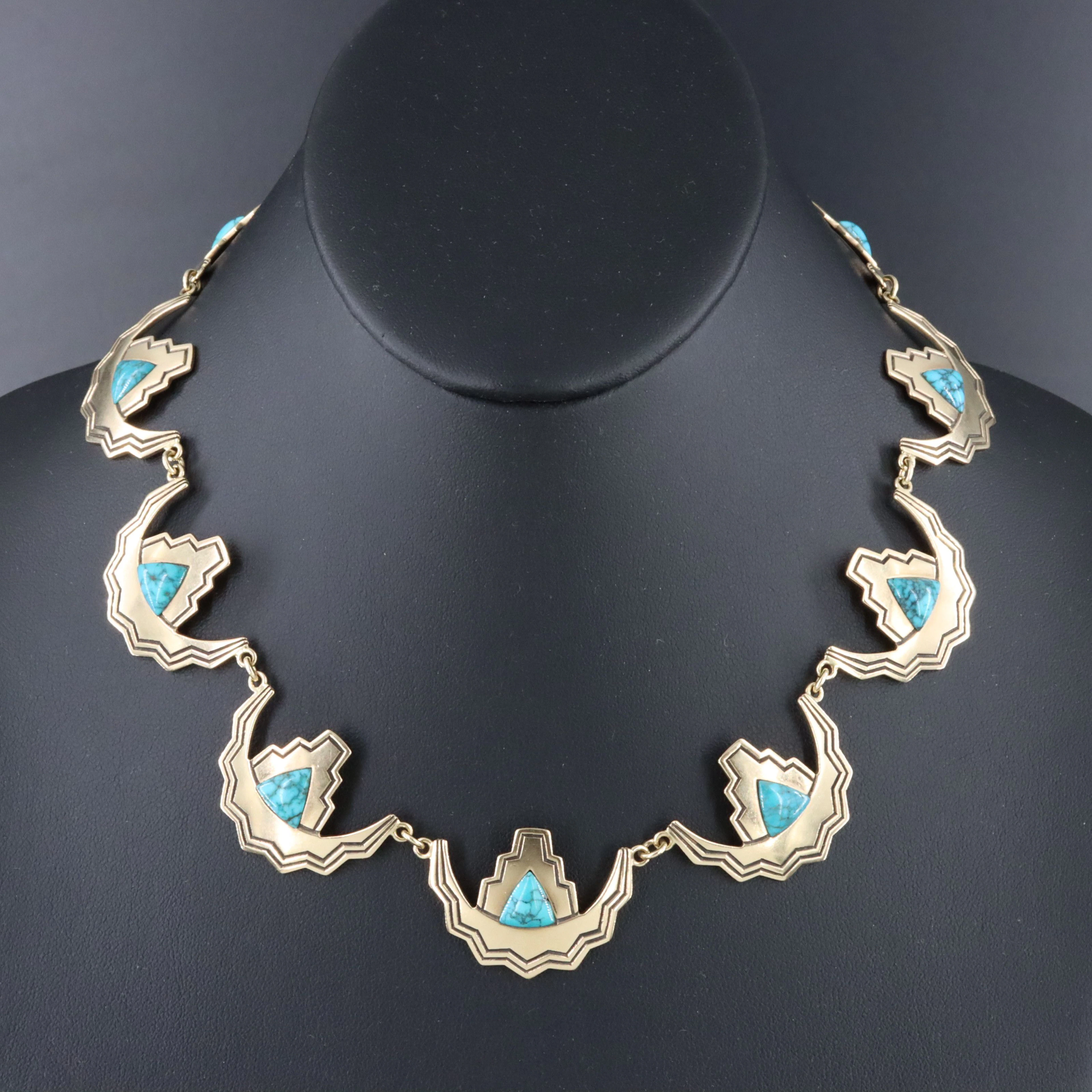 Harvey Begay, Navajo Diné 14K Turquoise Necklace