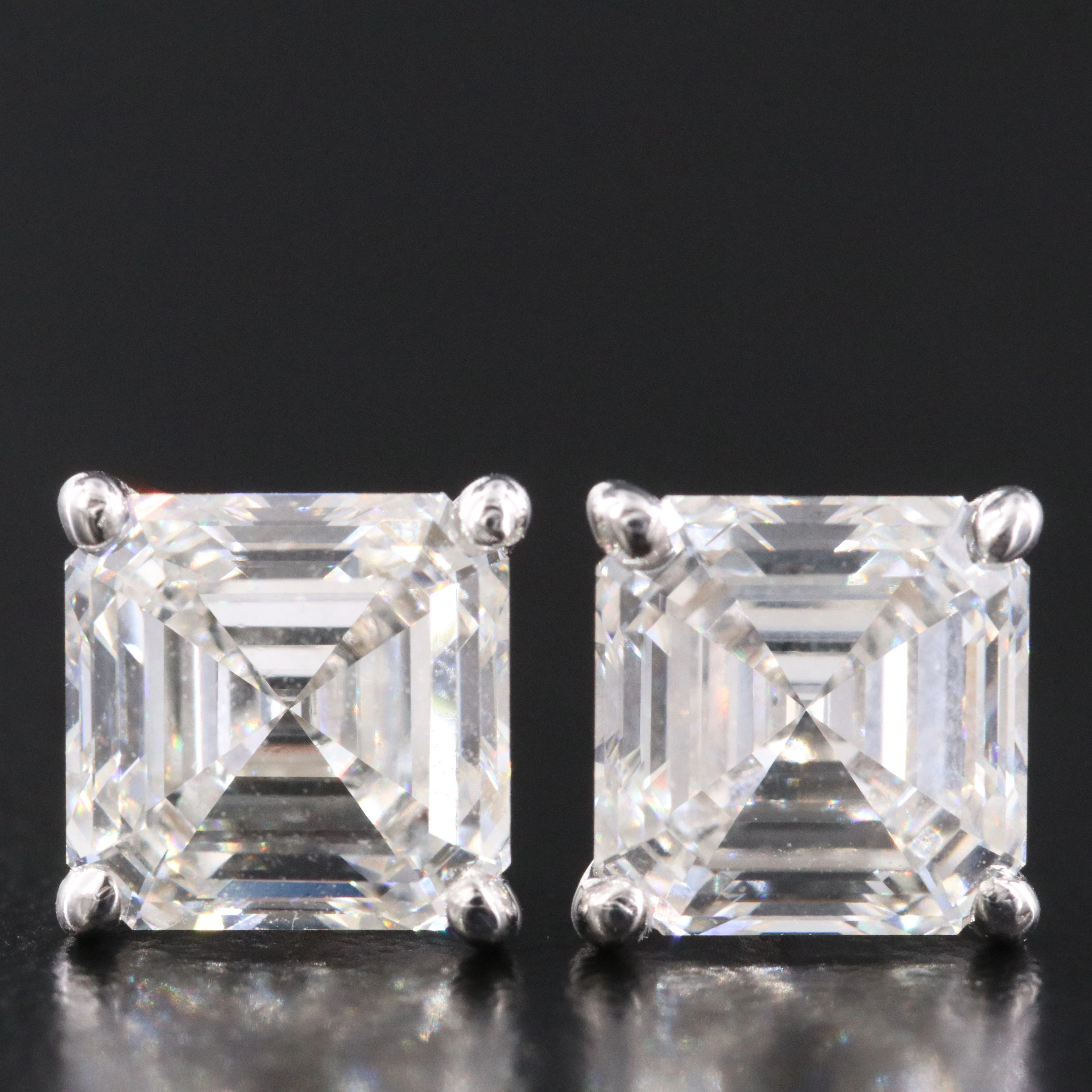 14K 4.04 CTW Lab Grown Diamond Solitaire Earrings with IGI Reports