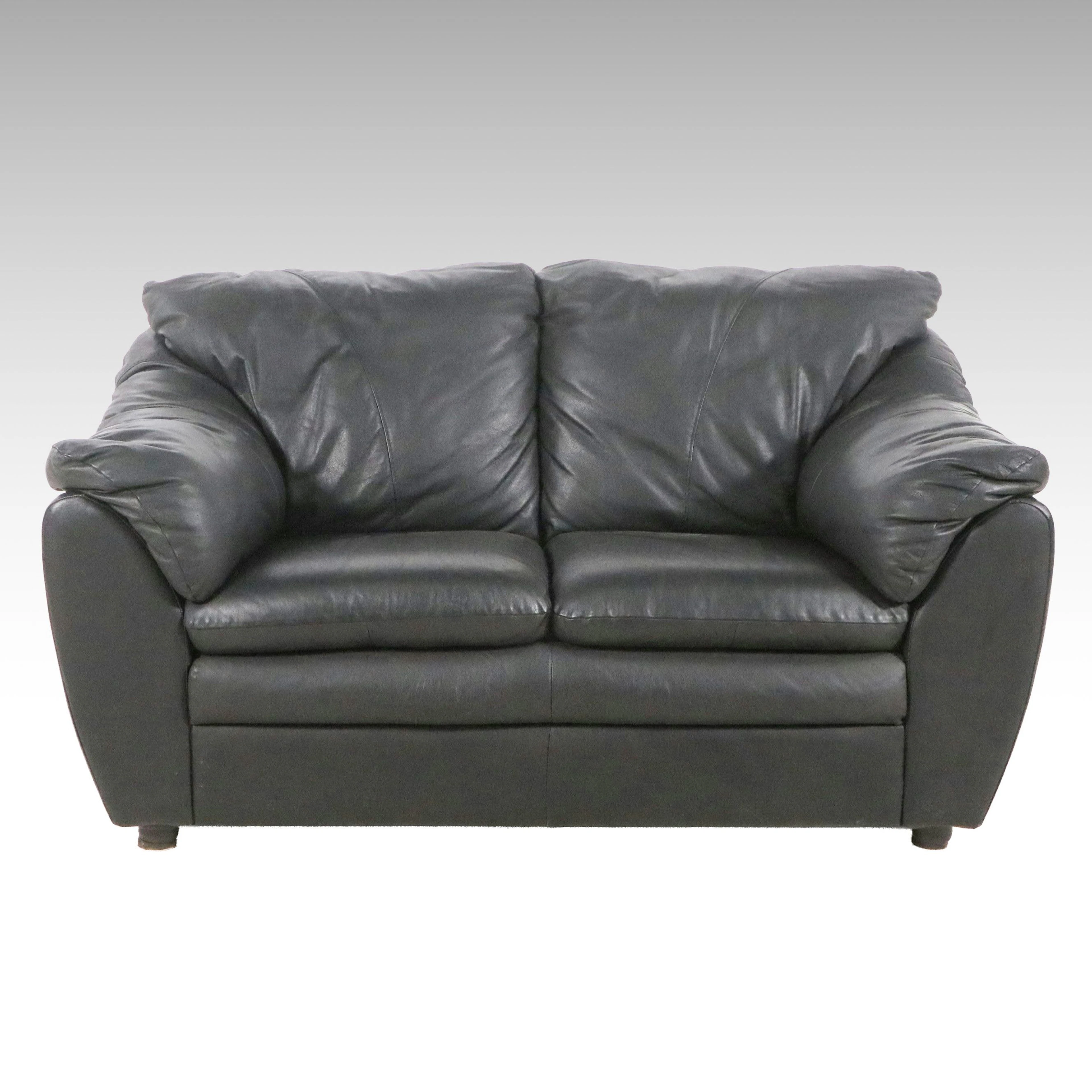 Black Leather Upholstered Loveseat