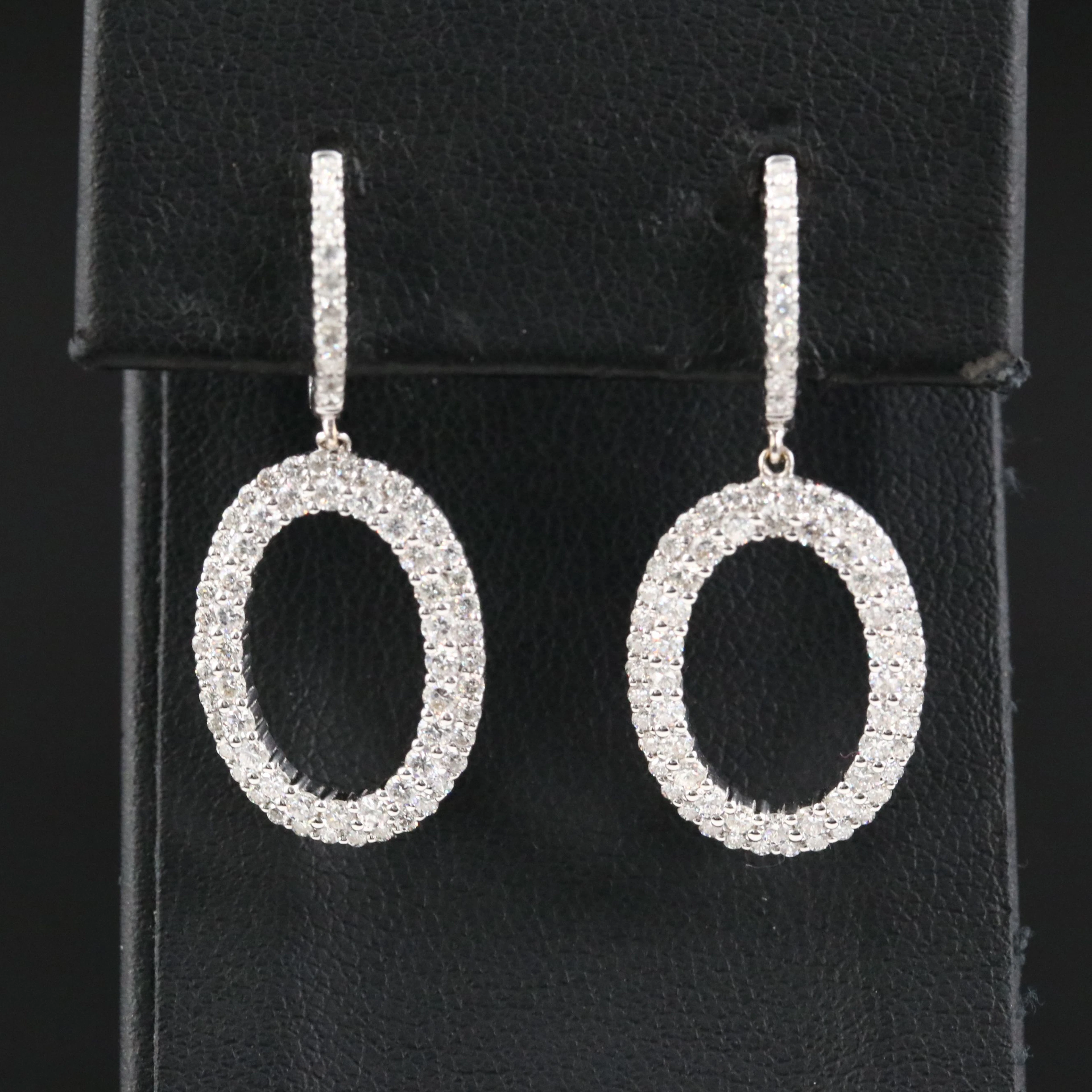 18K 1.45 CTW Diamond Pavé Oval Drop Earrings
