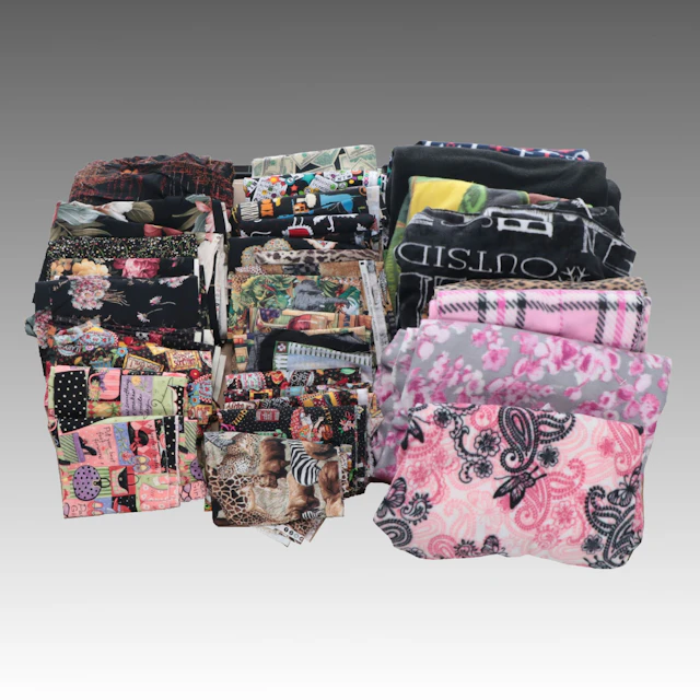 Quilting Flannel, Quilting Cotton and More Assorted Fabric Remnants