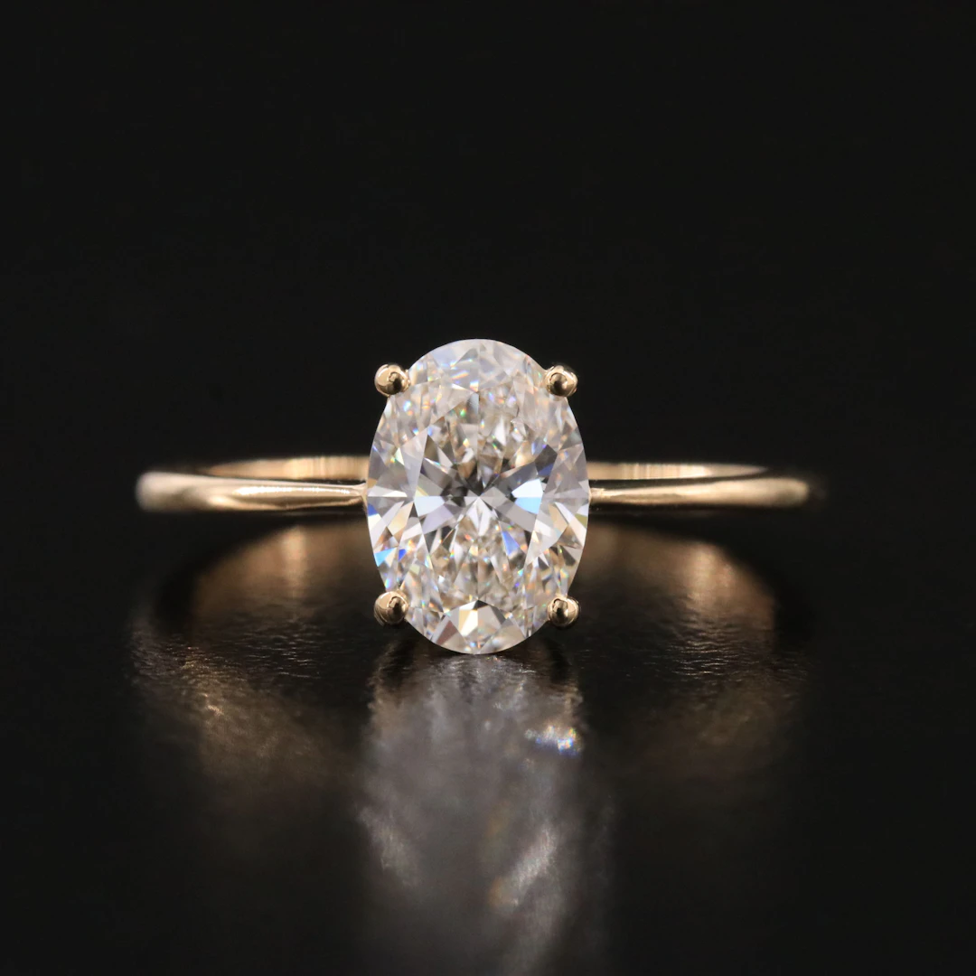 14K 1.35 CT Lab Grown Diamond Solitaire Ring with IGI Report