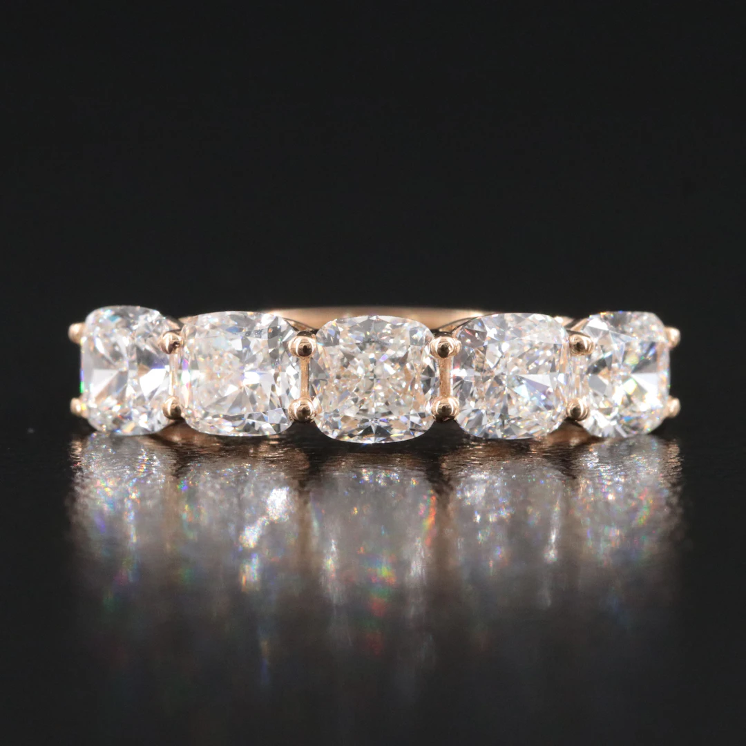 14K 2.58 CTW Diamond Five Stone Ring with GIA Reports