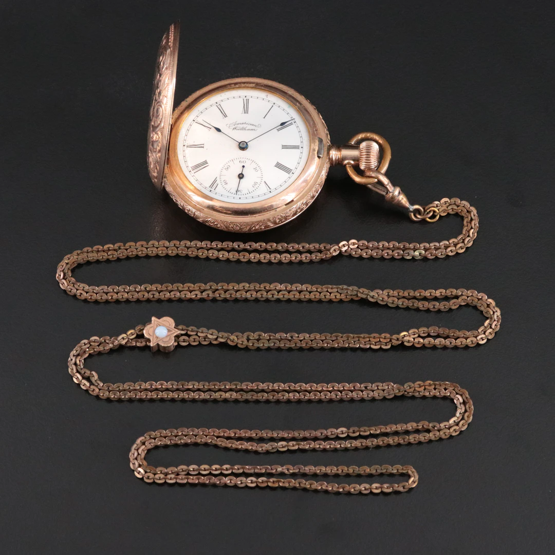 American Waltham Watch Co. Gold-Filled Ornate Pocket Watch with Fob