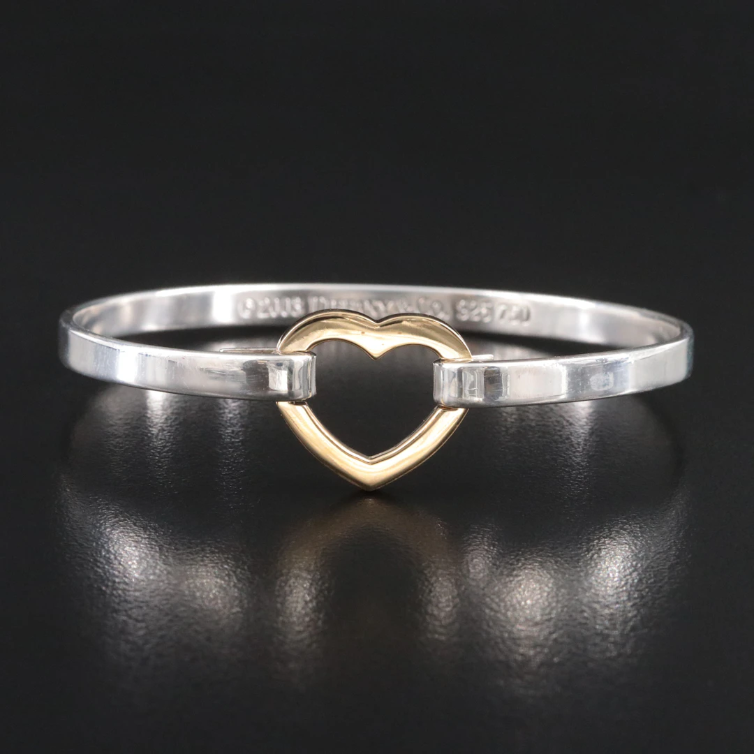Tiffany & Co. Sterling and 18K Heart Hook Bracelet
