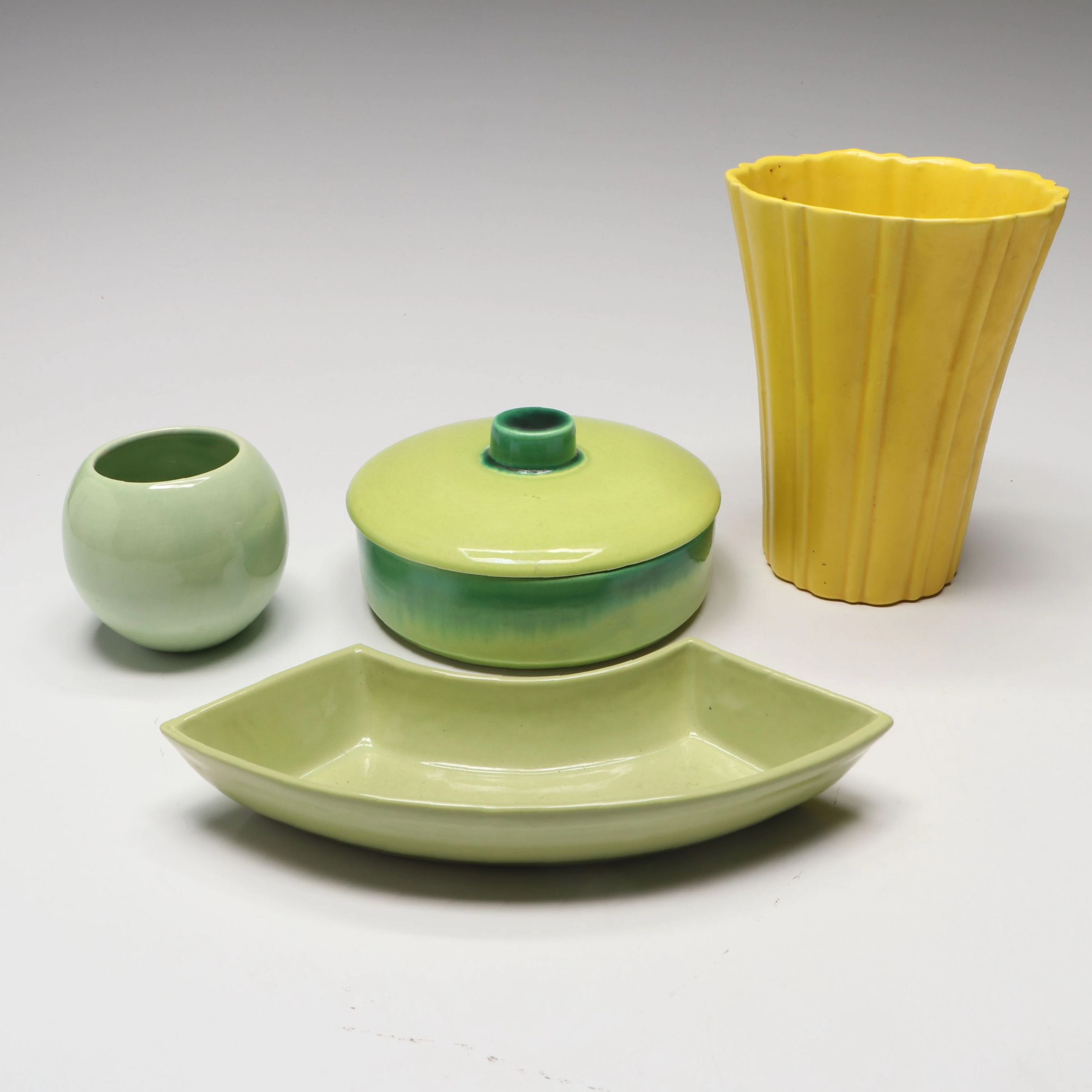 Haeger Yellow Fluted Vase and More American Pottery, Vintage