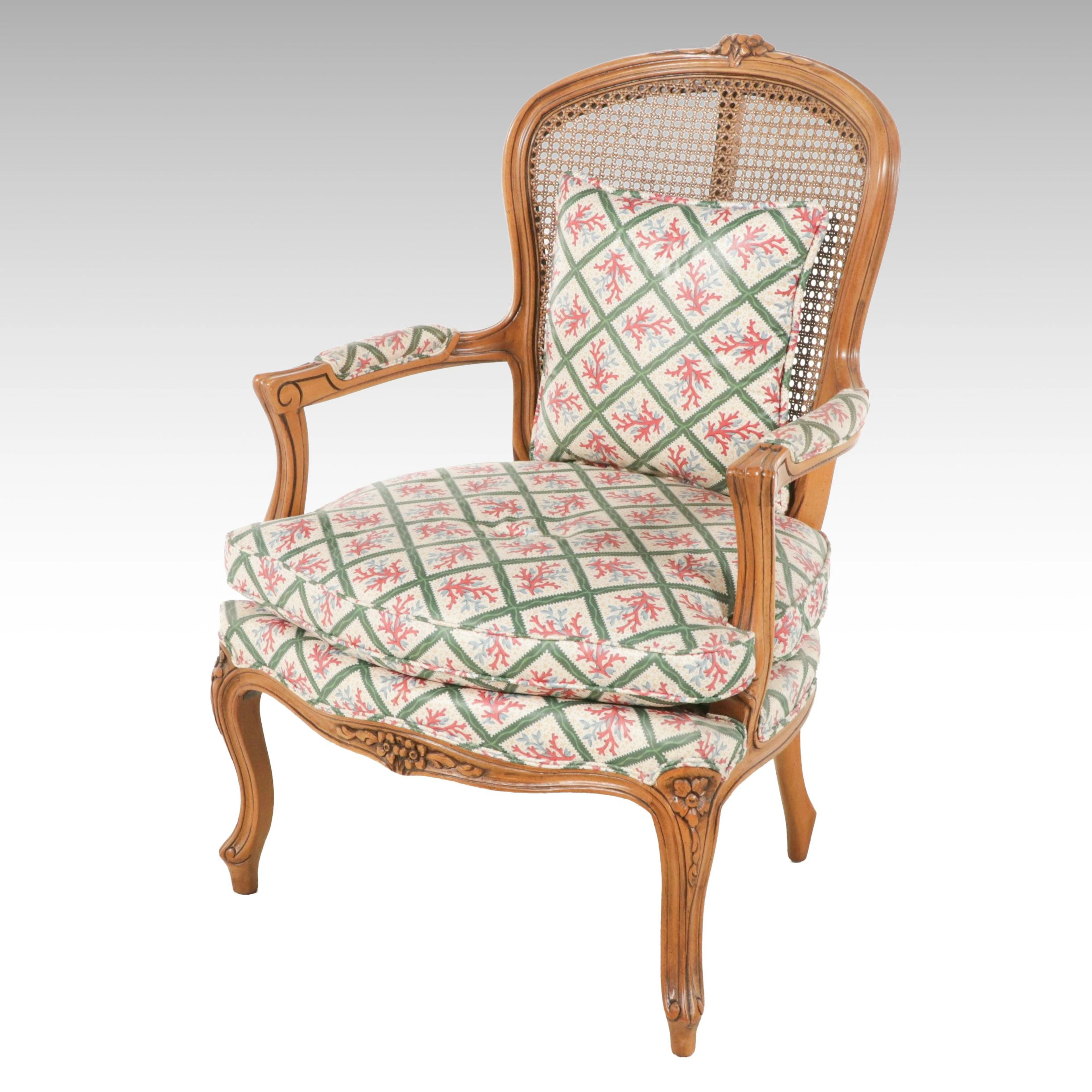Louis XV Style Fruitwood Fauteuil with Caned Back