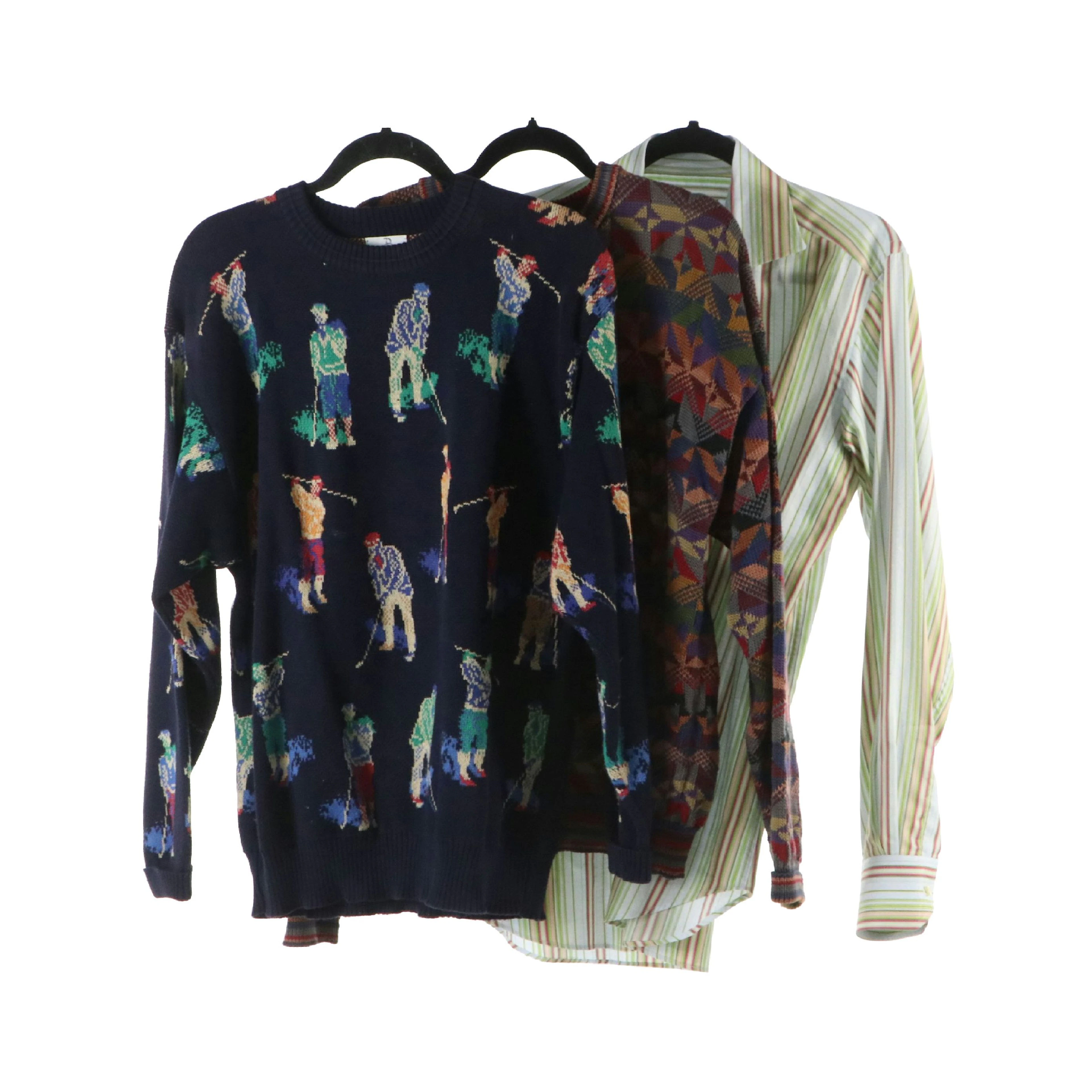 Men's Etro Long Sleeve Button-Down Shirt with Neiman-Marcus & Millma Sweaters