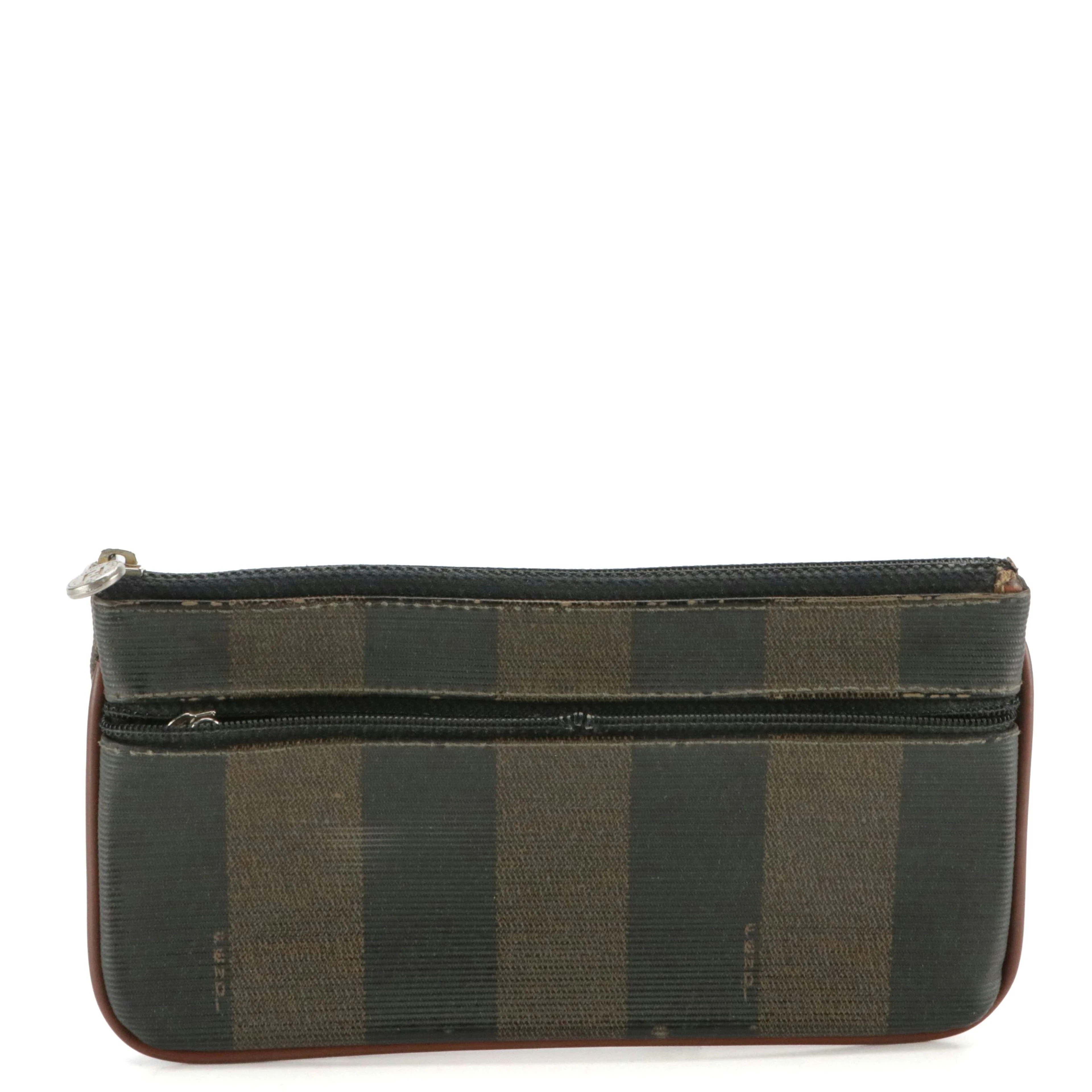 Fendi Zip Pouch Clutch in Pequin Stripe Canvas, Vintage