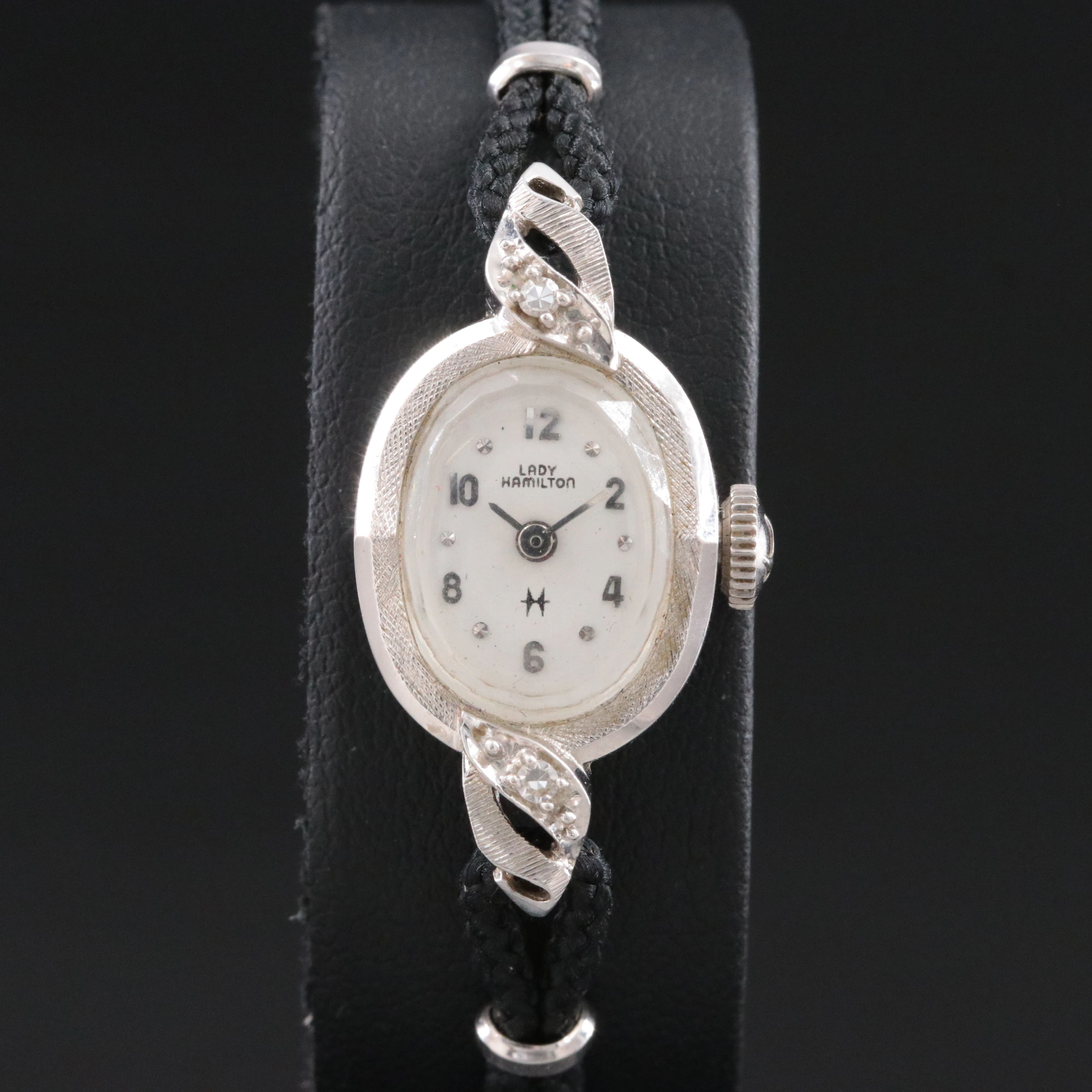 Vintage Lady Hamilton 14K Diamond Art Deco Cocktail Watch