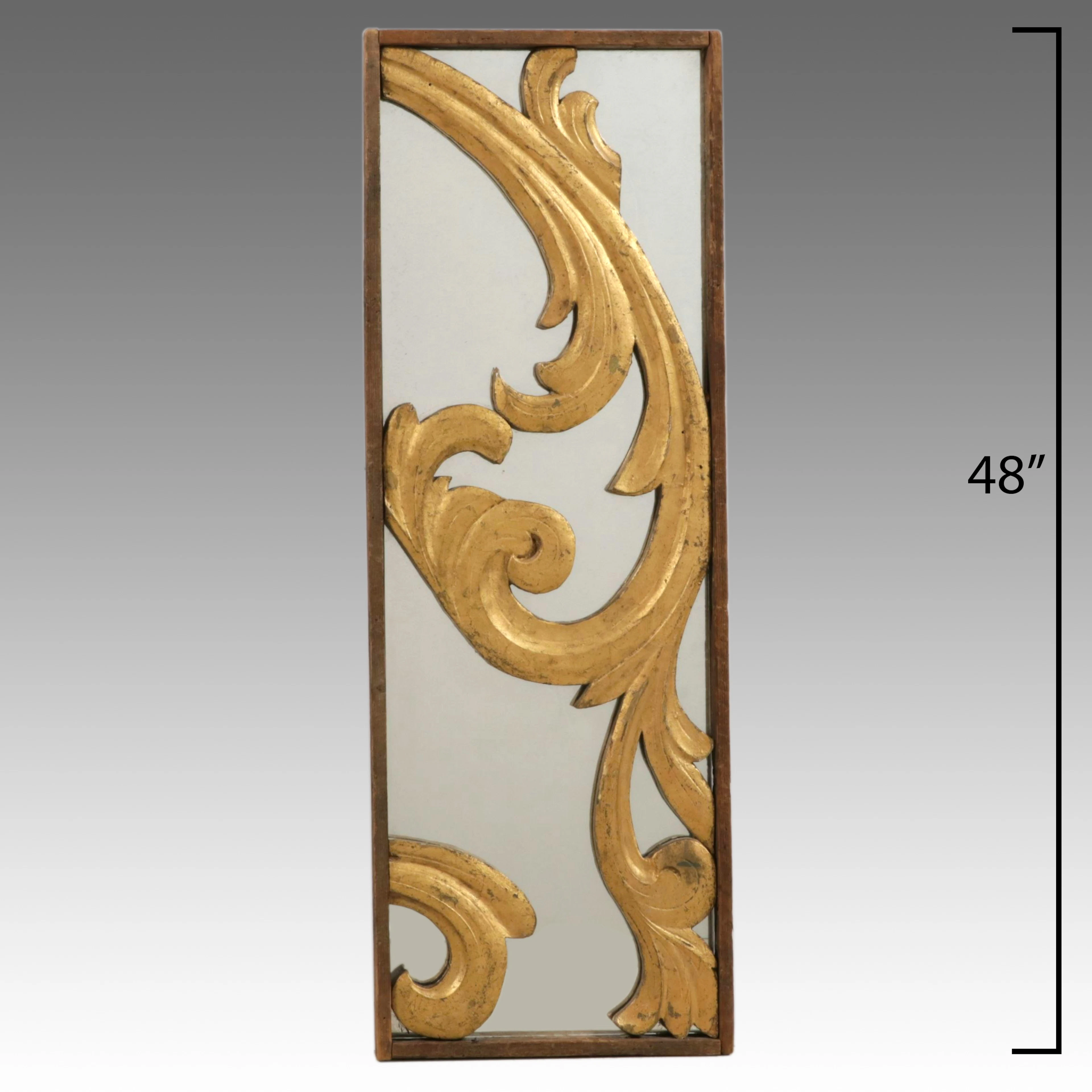 Hollywood Regency Wall Mirror with Arabesque Onlay, Vintage