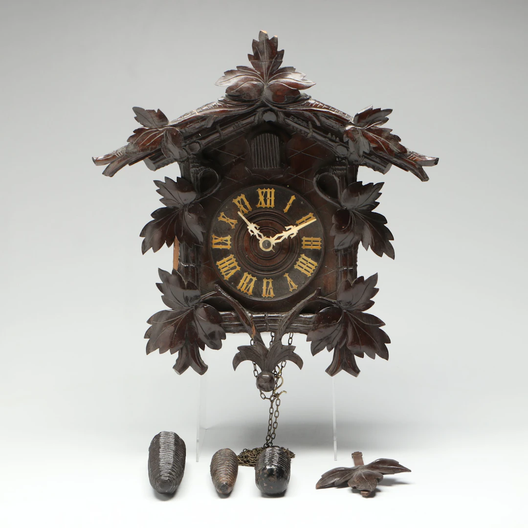 Black Forest Style Hand-Carved Wood Cuckoo Clock