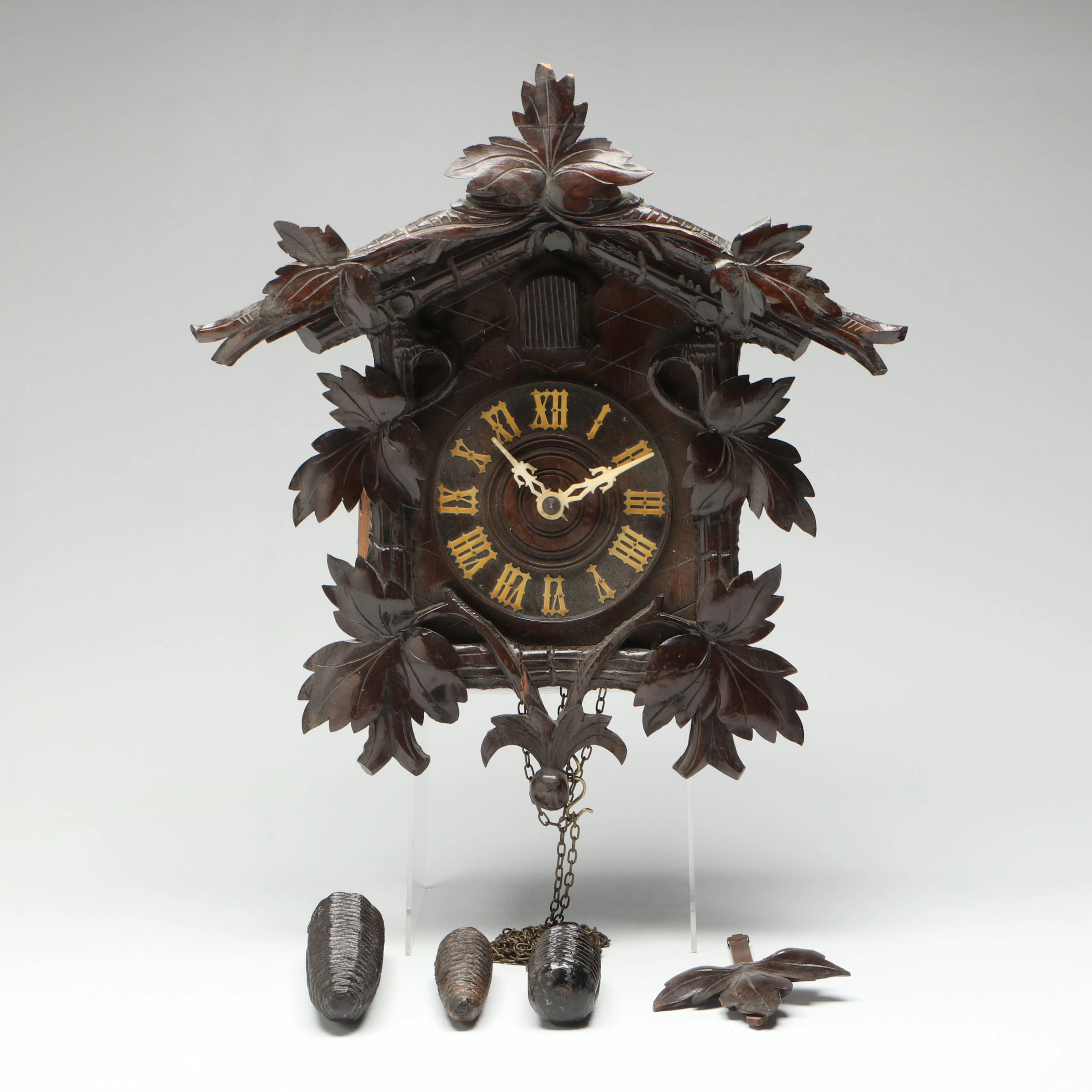 Black Forest Style Hand-Carved Wood Cuckoo Clock