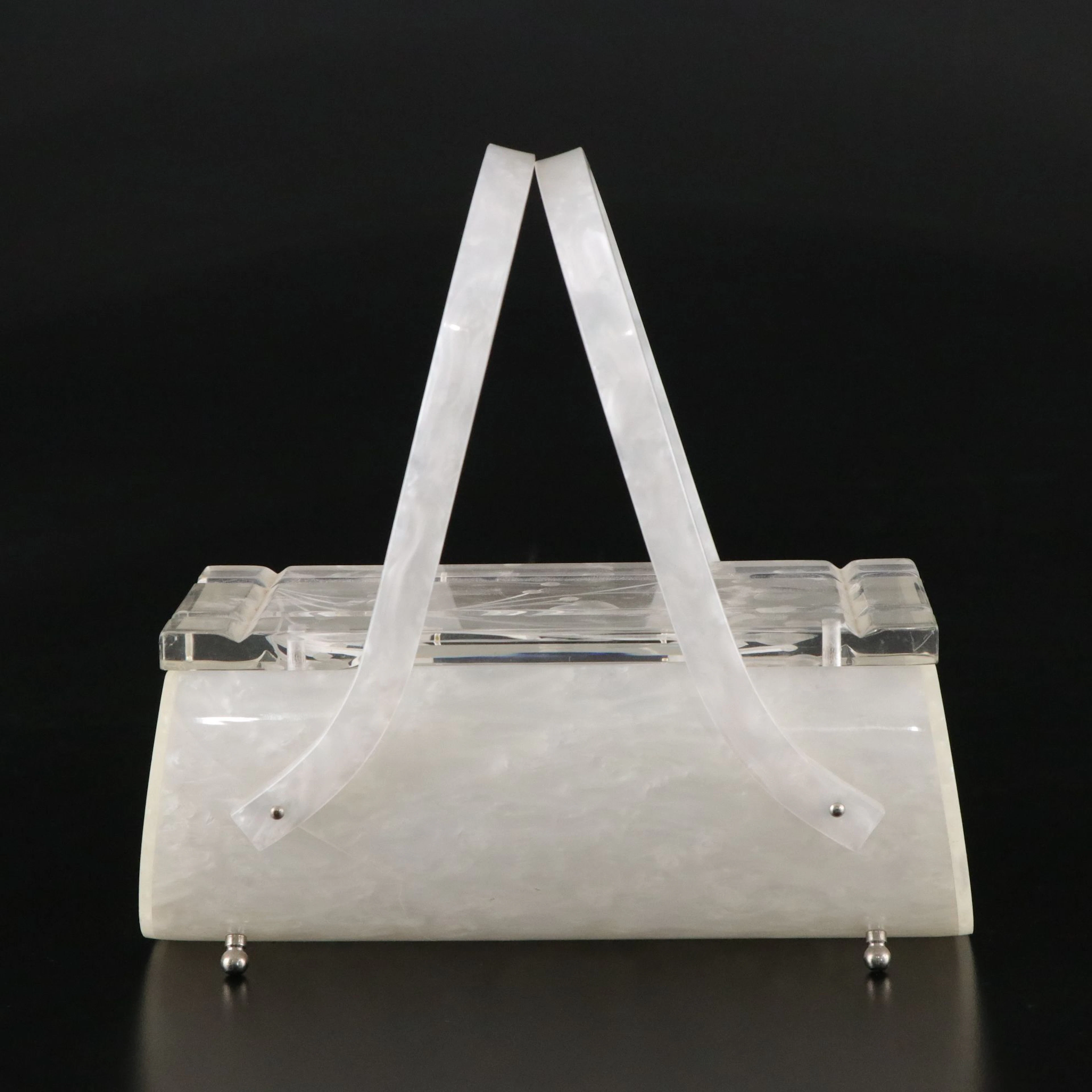 1950s Rialto New York white Marbleized Lucite Handbag
