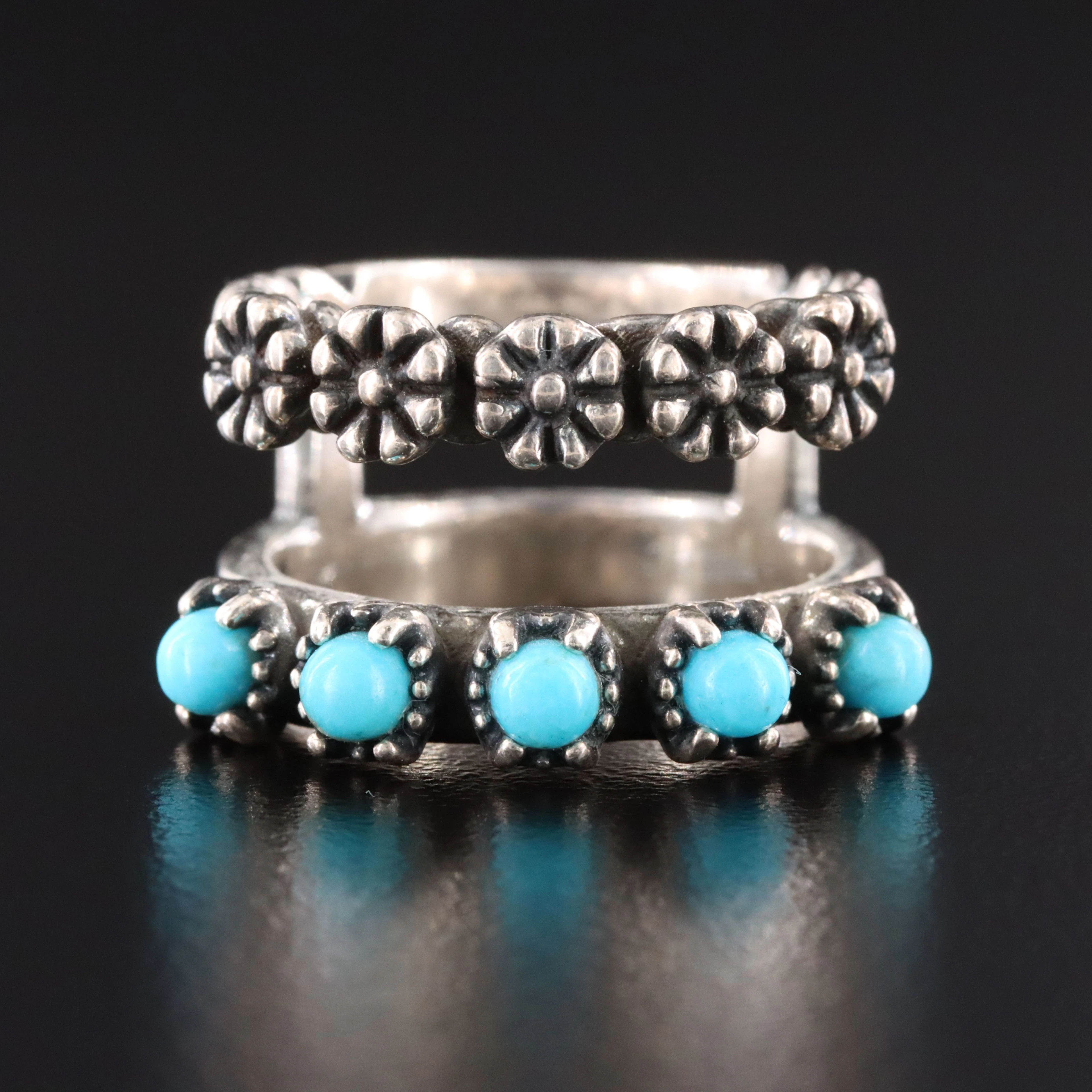 Carolyn Pollack For Relios Sterling Turquoise Ring Guard