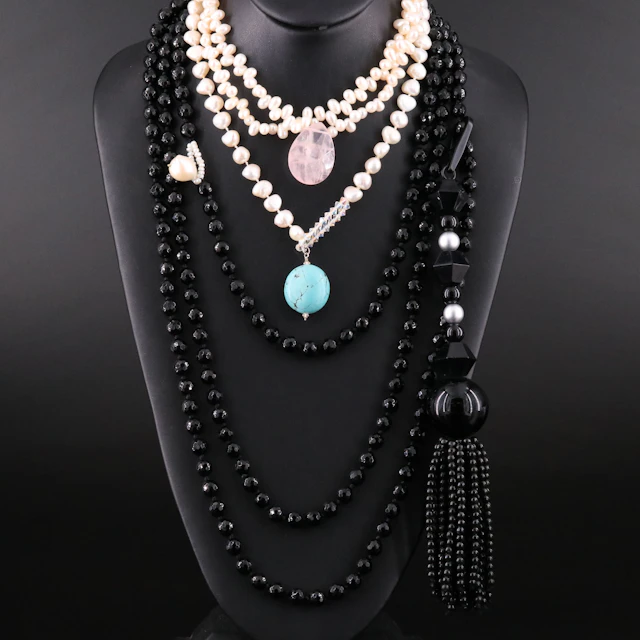 Bead Necklaces Featuring Pearl, Rose Quartz and Howlite