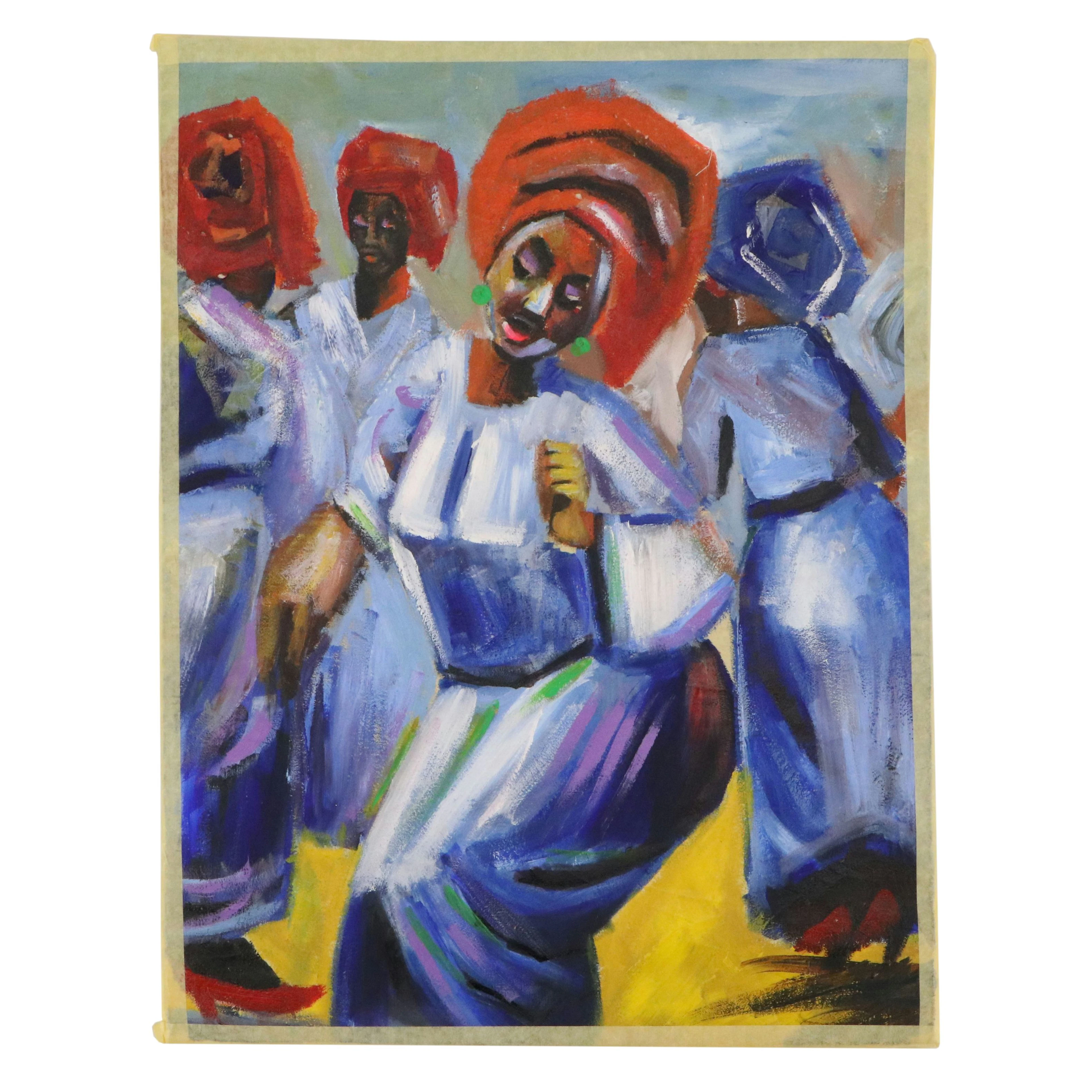 Oluwakemi Omowaire Acrylic Painting "The Party," 21st Century