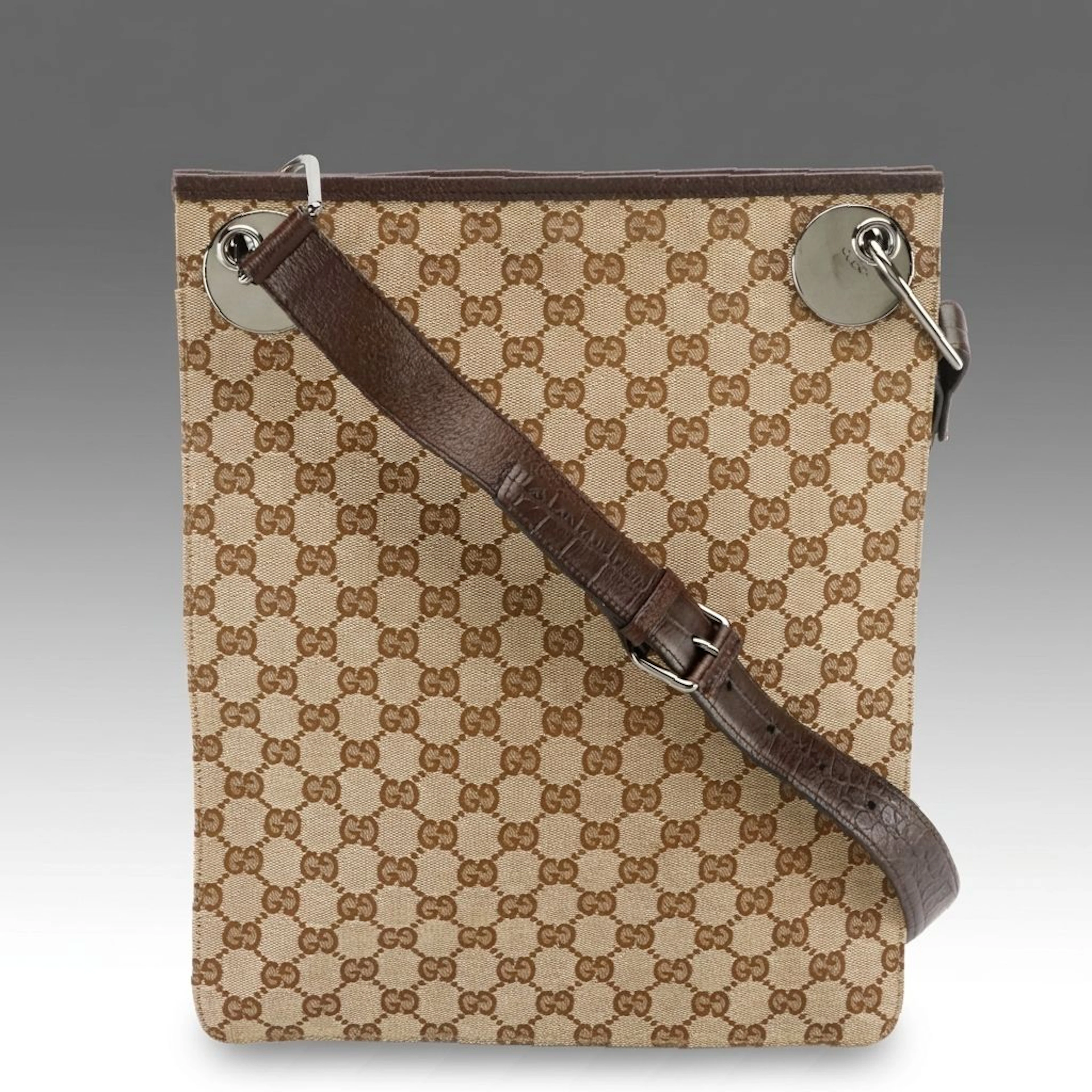 Gucci Eclipse Tote Bag in GG Canvas with Other Leather Strap