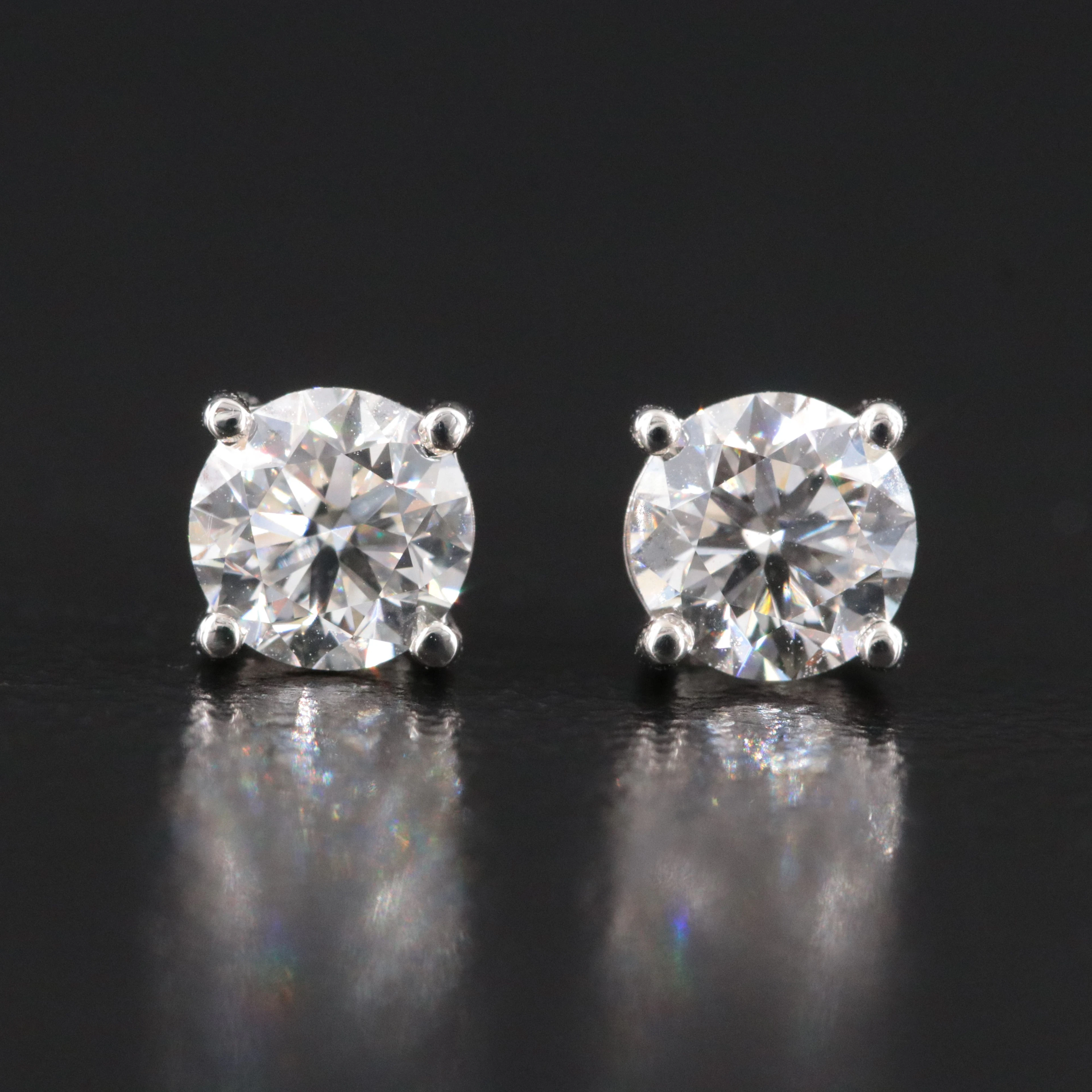 Platinum 1.01 CTW Diamond Earrings with GIA Reports